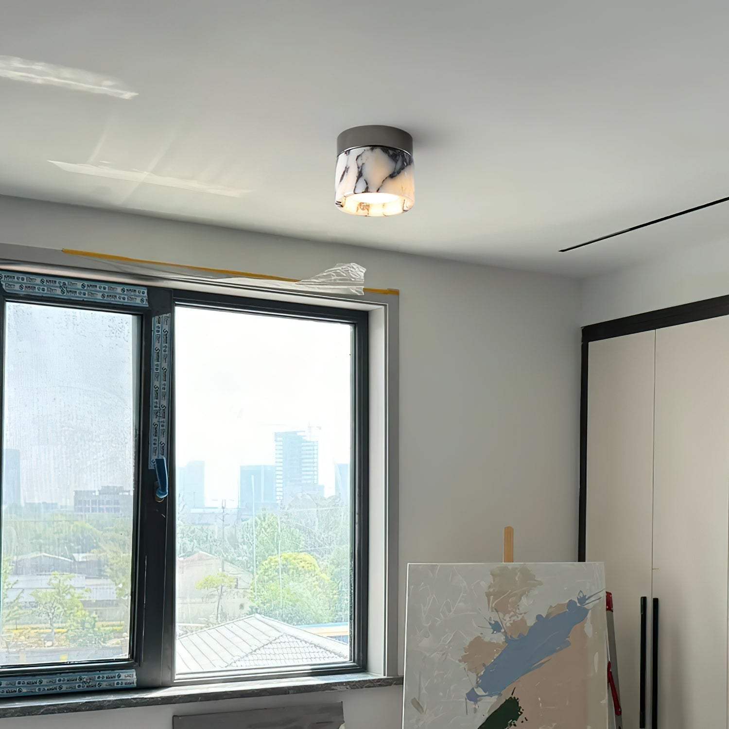 Ivinir Modern Minimalist Round Marble Ceiling Lamp - Lamp Copper