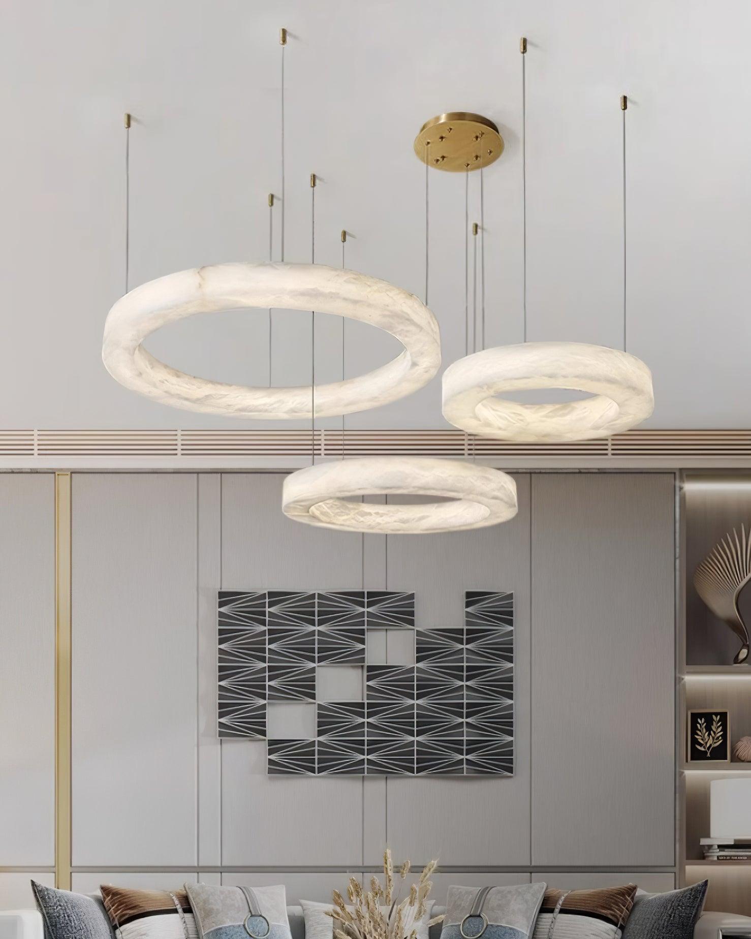 Olloros Alabaster Multi-Ring Pendant Light - Letslighting