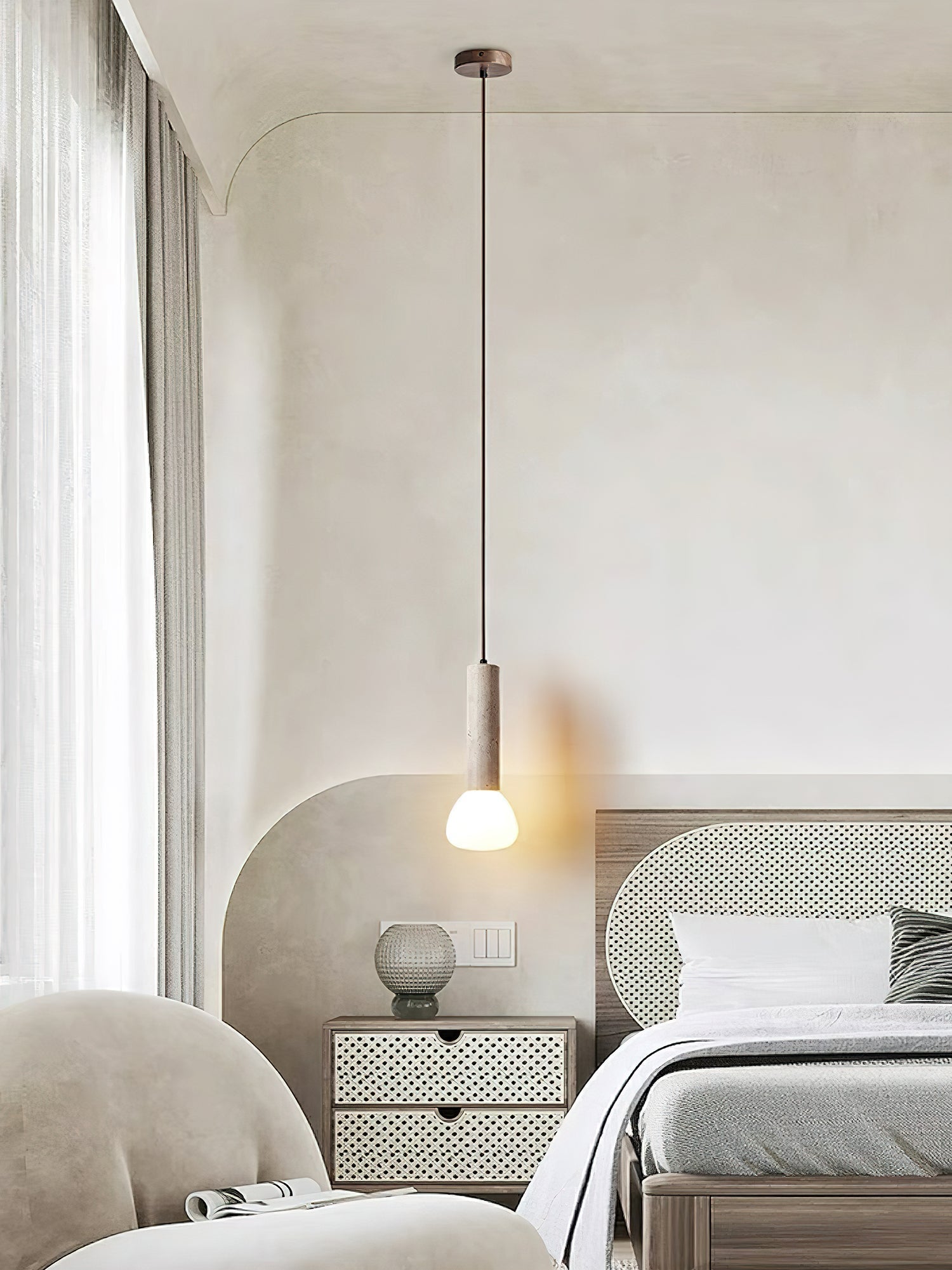 Cicaris Minimalist Travertine Pendant Light - Letslighting