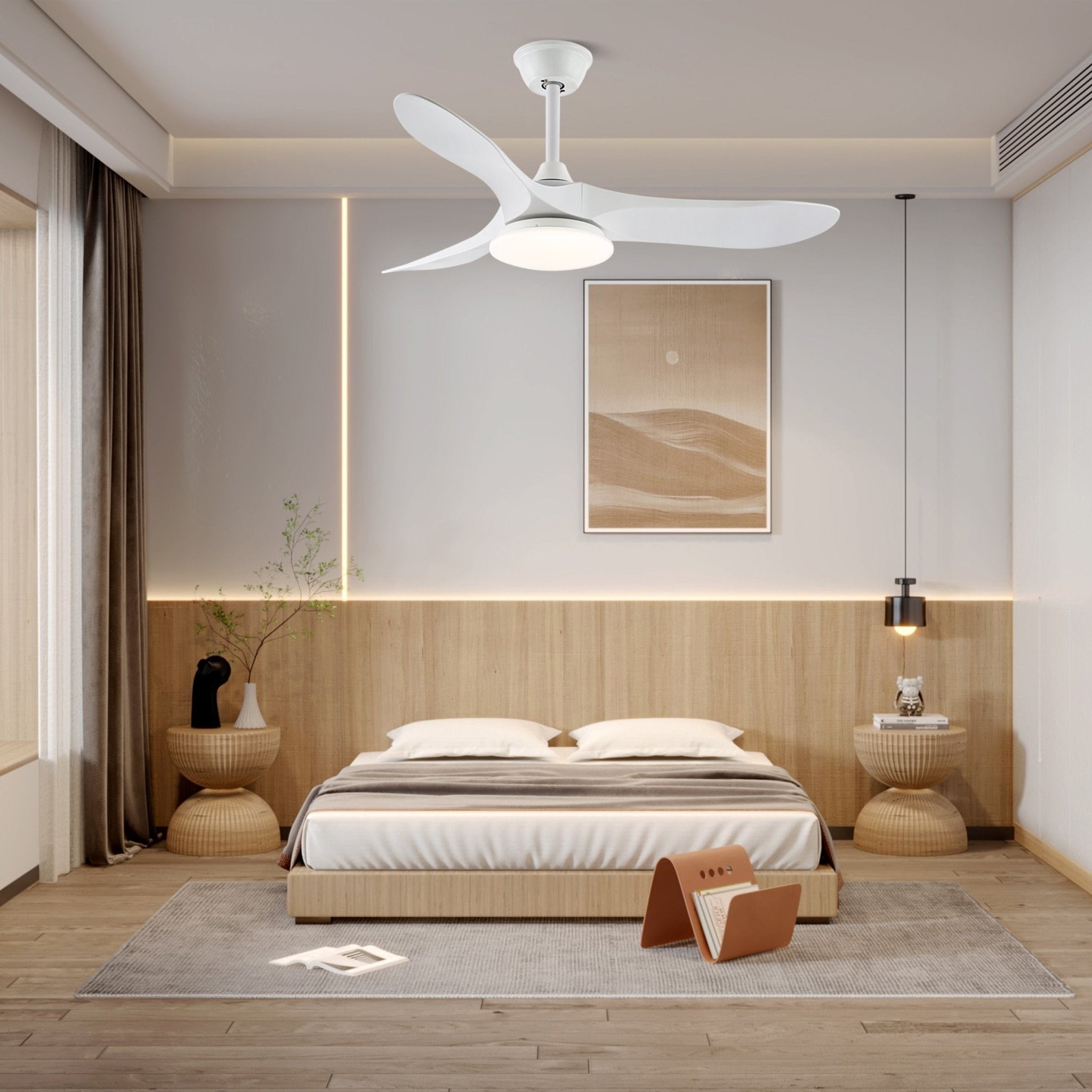 Primer plano de la luz LED integrada del ventilador