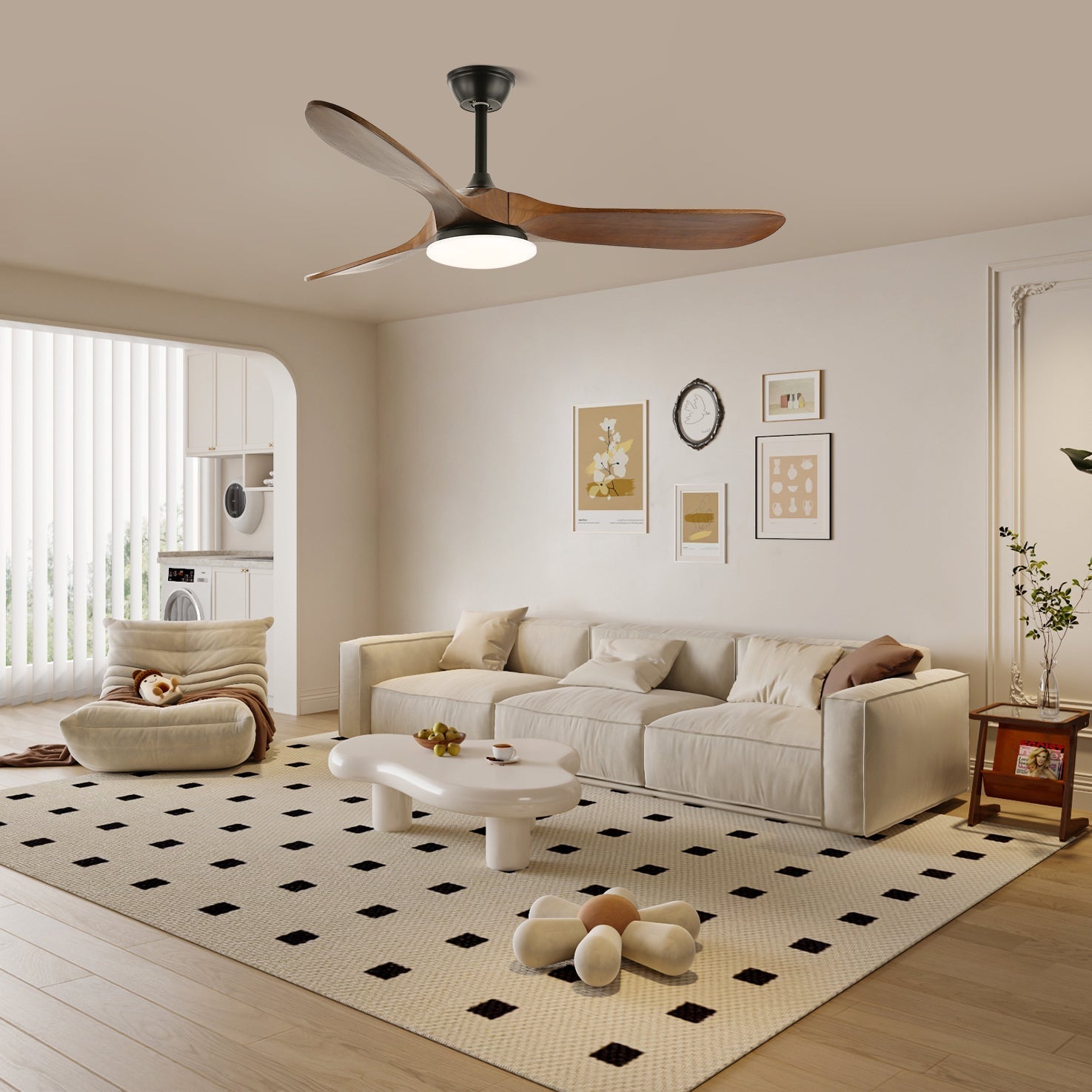 Ventilador de Techo Minimalista Oriken con luz en acabado negro