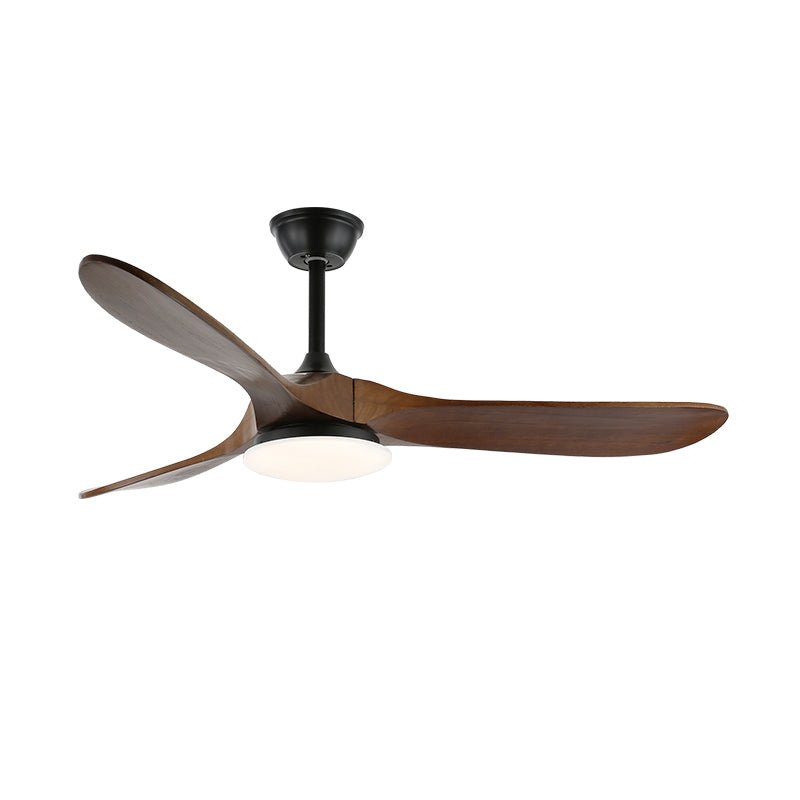 Ventilador de Techo Oriken con luz con su estructura de metal visible