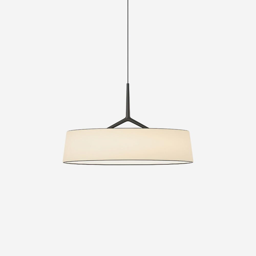 Pendant Light White Fabric Drum Black - Letslighting