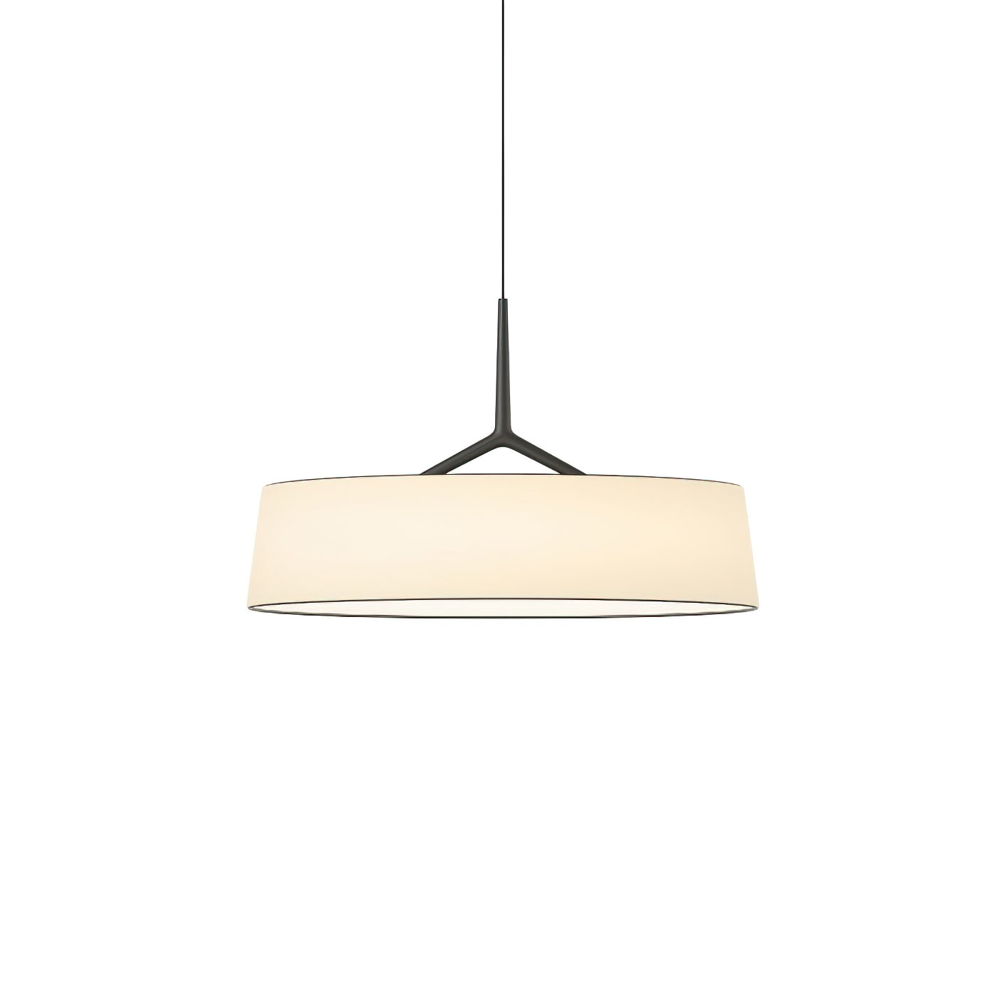 Pendant Light White Fabric Drum Black - Letslighting
