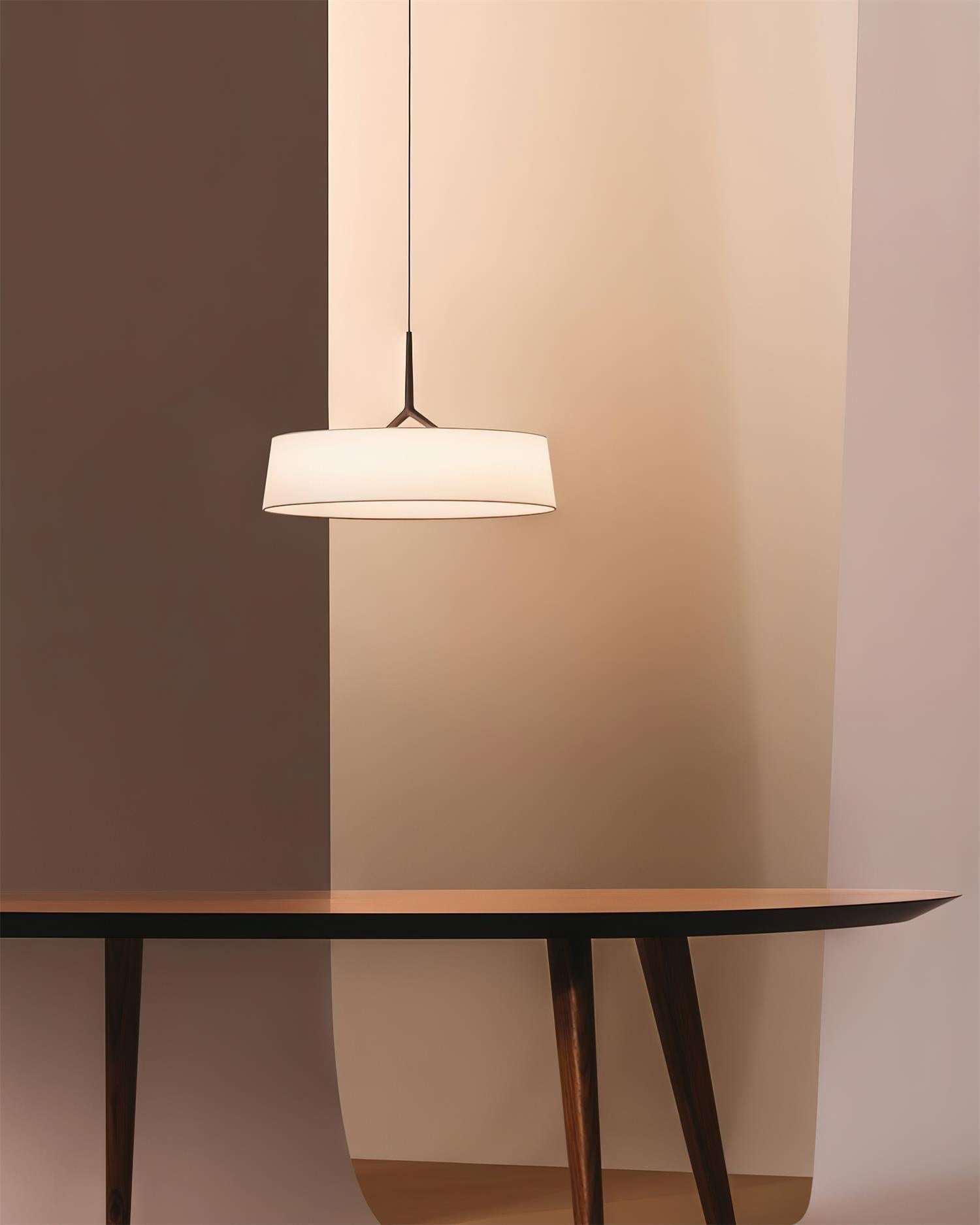 Pendant Light White Fabric Drum Black - Letslighting