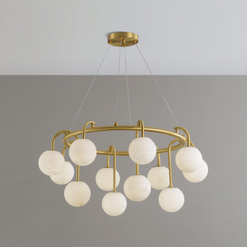 Zotalara Premium Elegance Brass Alabaster Chandelier - Lamp Copper