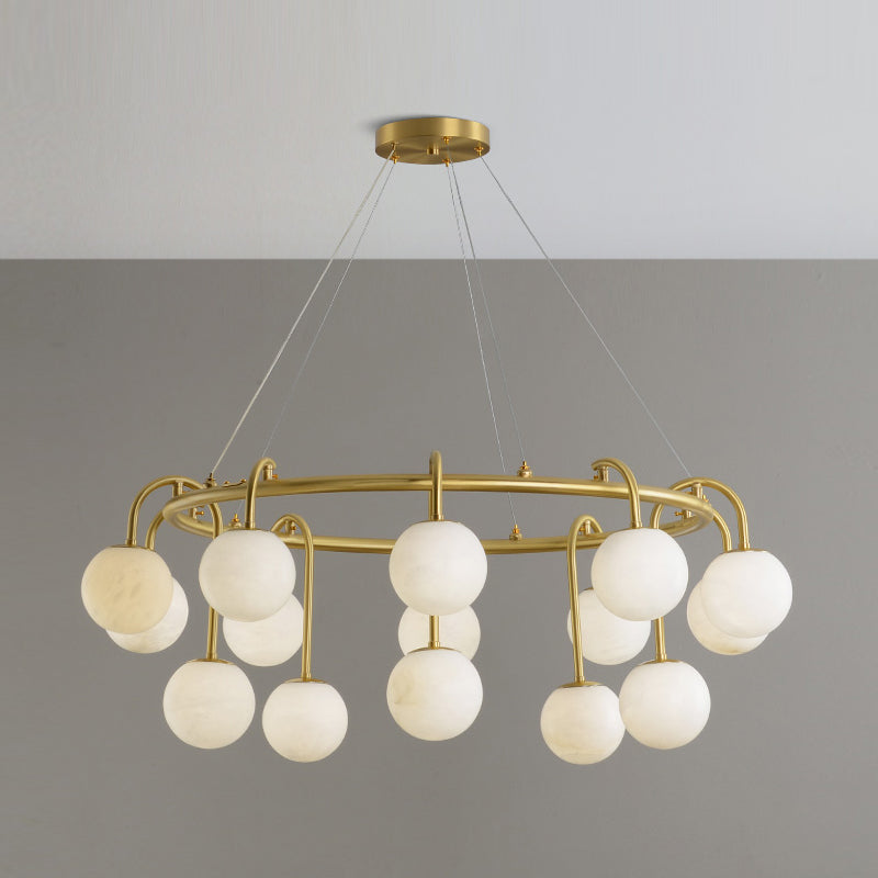 Zotalara Premium Elegance Brass Alabaster Chandelier - Lamp Copper
