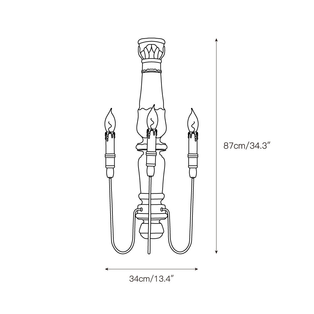 Vevenir Vintage Industrial Candle Wood Metal Wall Lamp - Lamp Copper