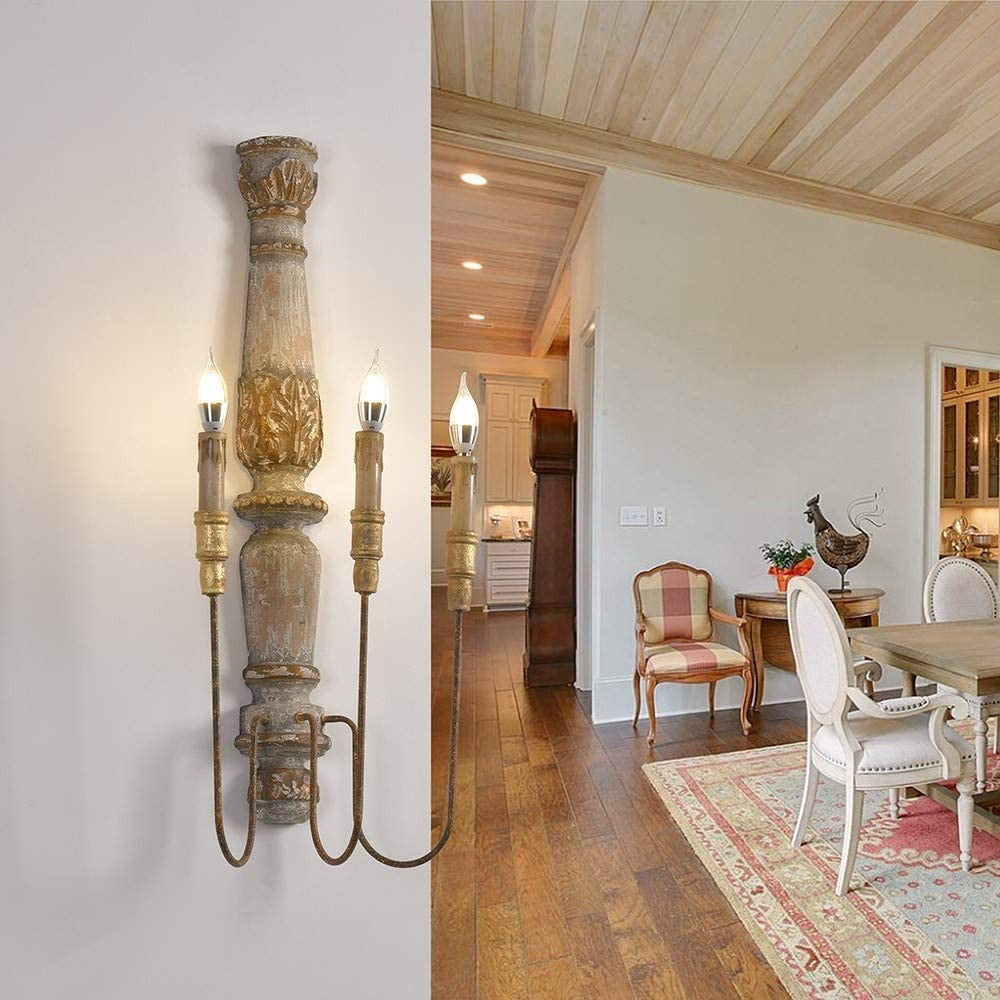 Vevenir Vintage Industrial Candle Wood Metal Wall Lamp - Lamp Copper