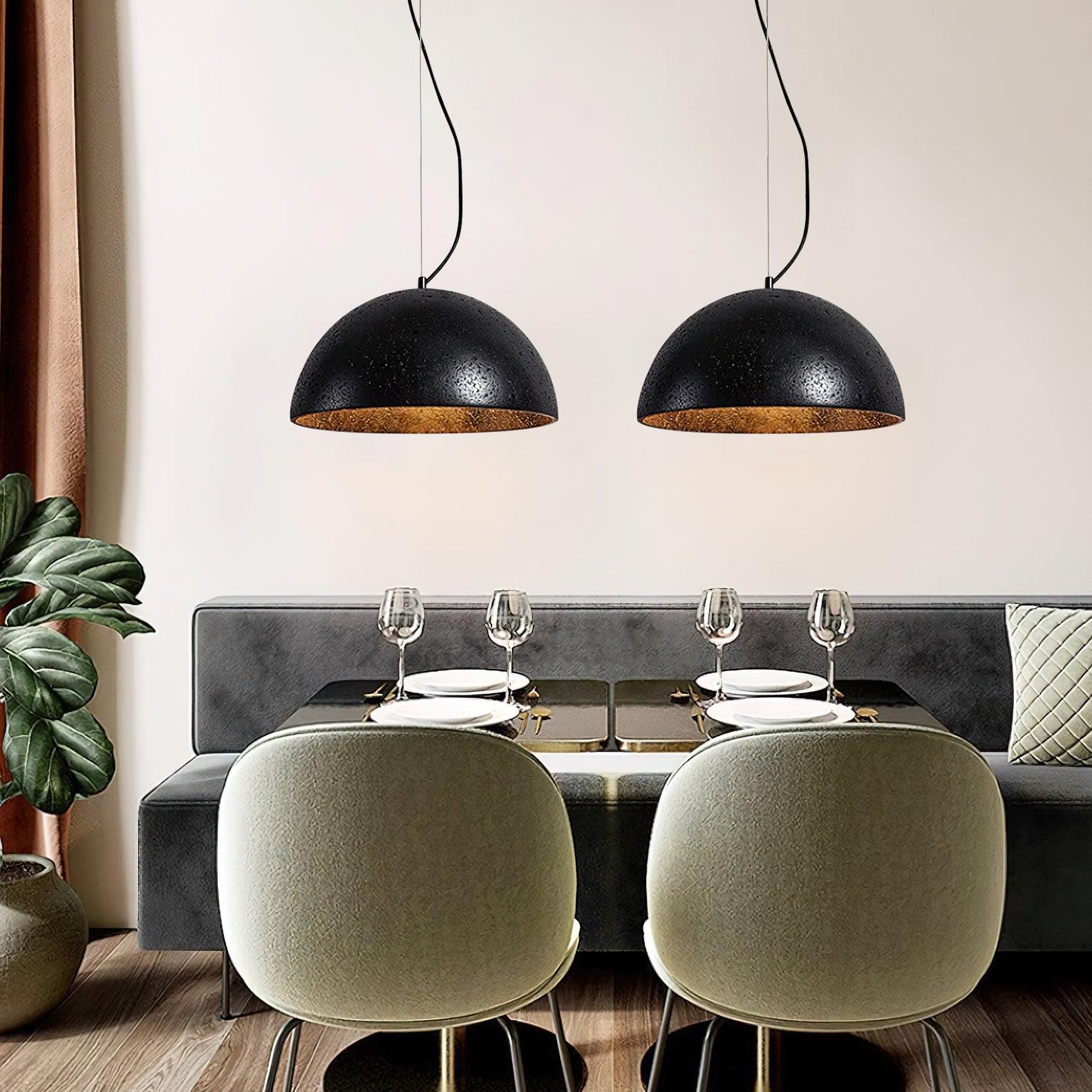 Ritta Pendant Light Travertine Dome Shade Industrial - Letslighting