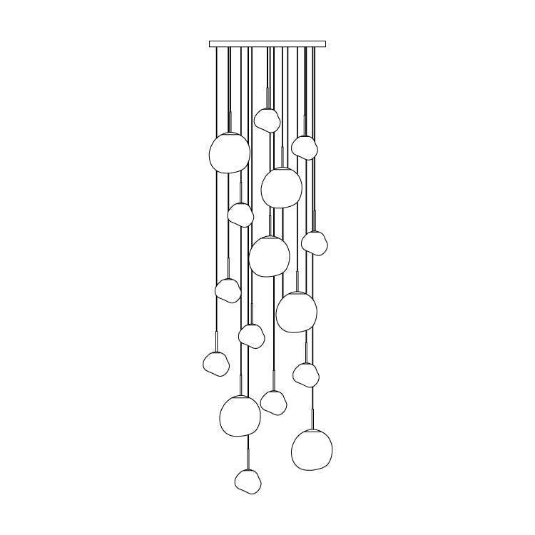 Solara Pendant Lamp Blown Glass Irregular Cluster Sculptural - Letslighting
