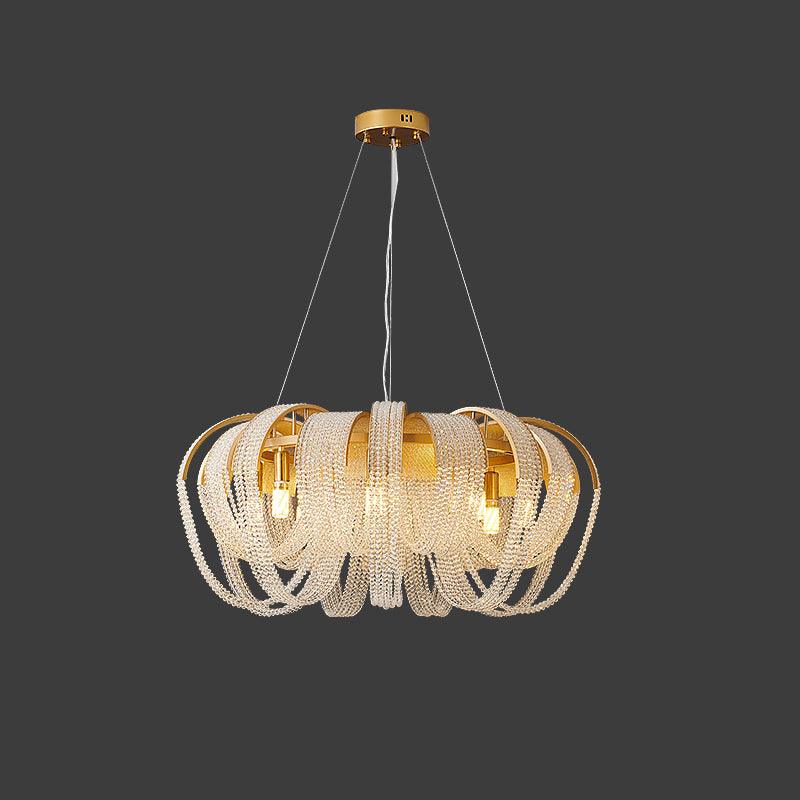 Lustra Chandelier Mesh Crystal Gold Waterfall Sparkle - Letslighting