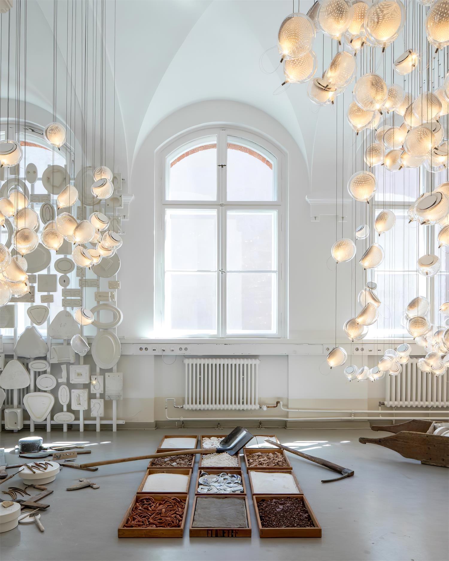Chandelier Mesh Glass Orbs Cluster Metal Frame Modern Minimalist - Letslighting