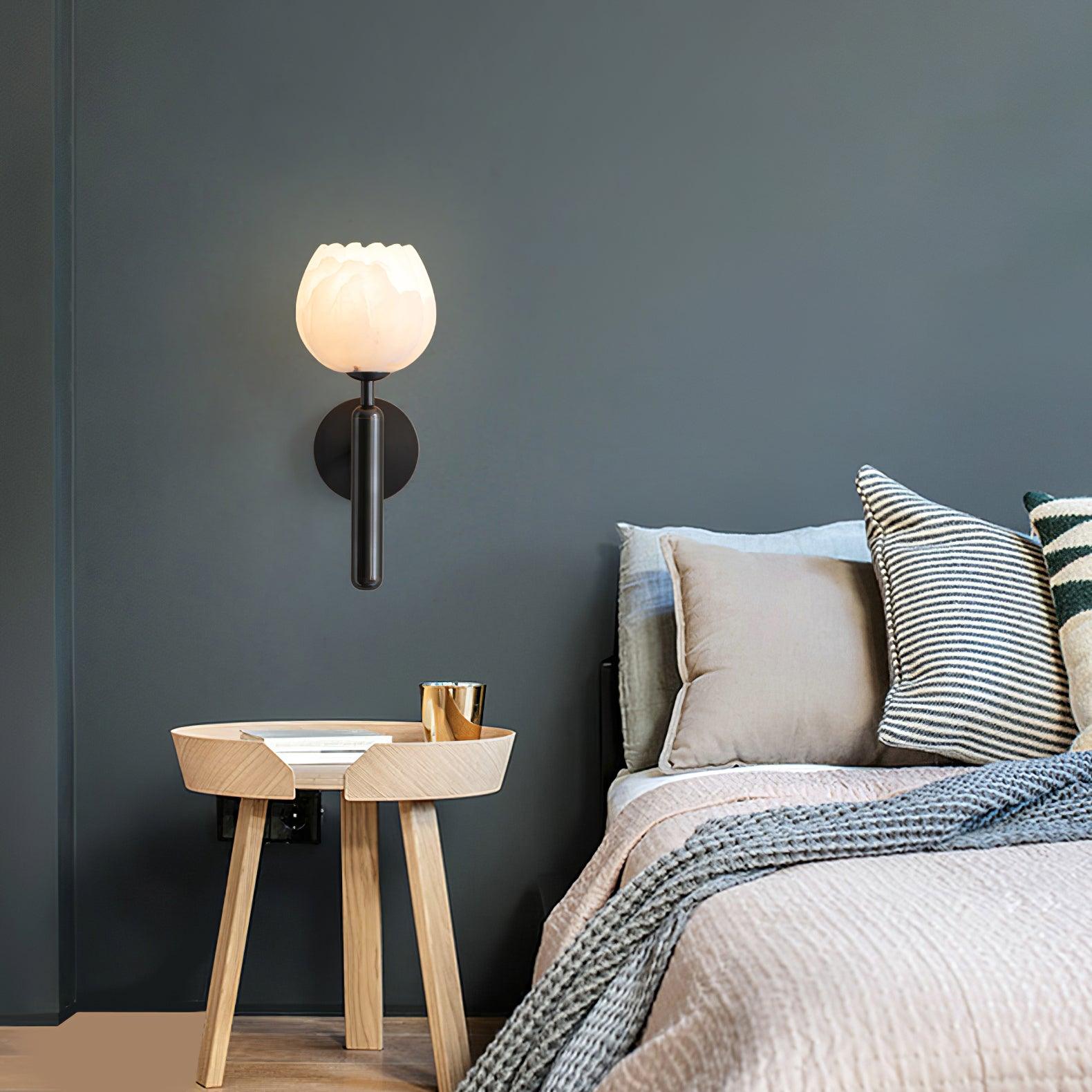 Eurzorion Floral Alabaster Brass Wall Light - Letslighting