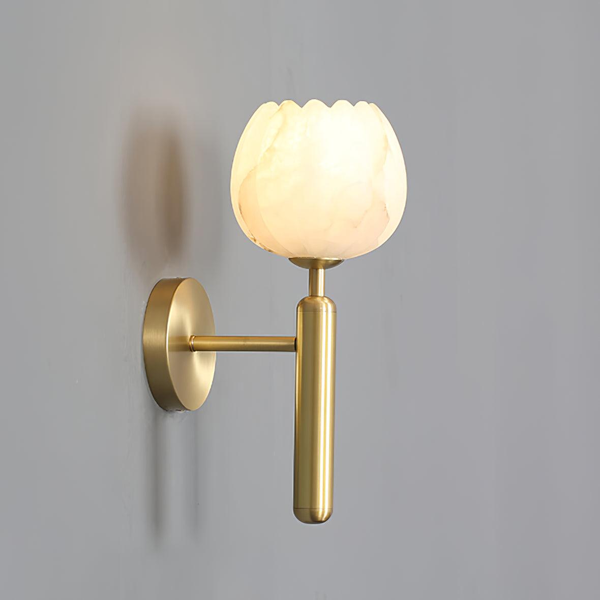 Eurzorion Floral Alabaster Brass Wall Light - Letslighting