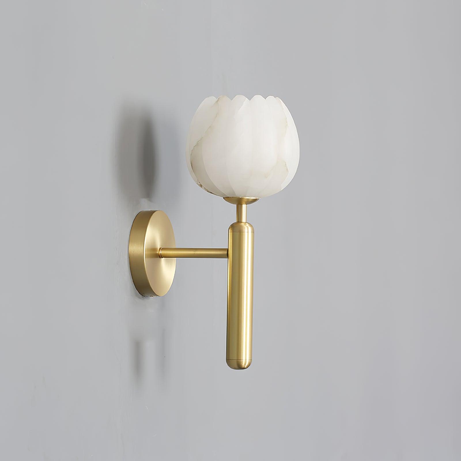 Eurzorion Floral Alabaster Brass Wall Light - Letslighting