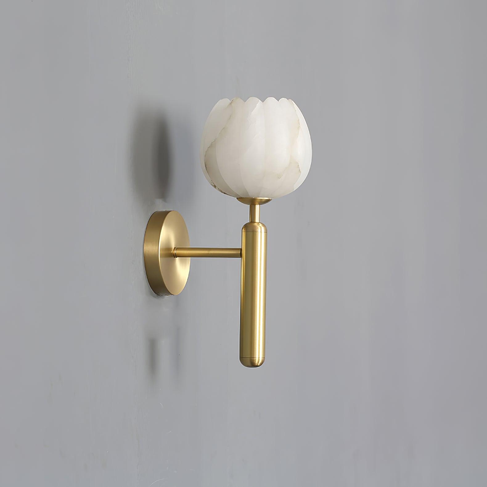Eurzorion Floral Alabaster Brass Wall Light - Letslighting