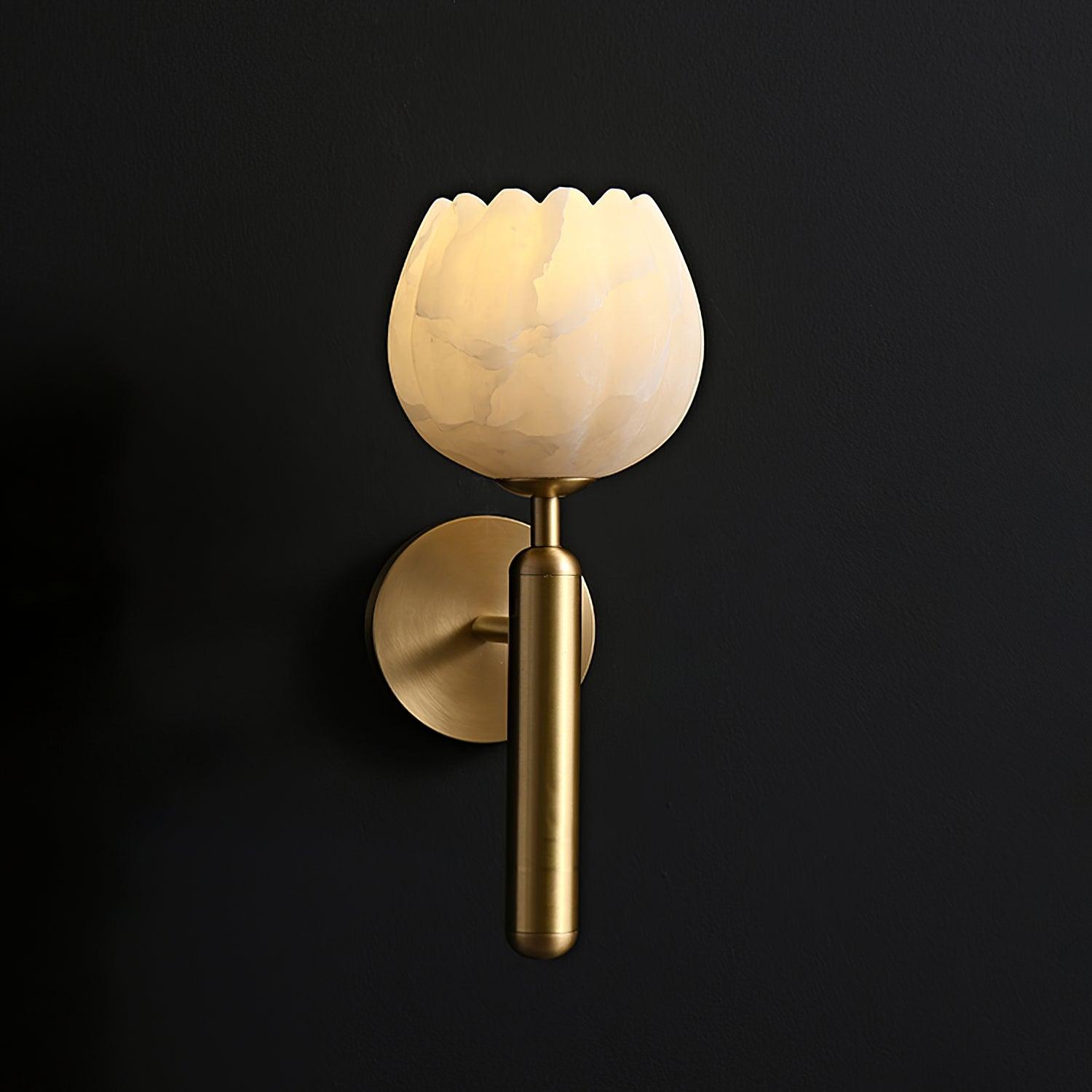 Eurzorion Floral Alabaster Brass Wall Light - Letslighting