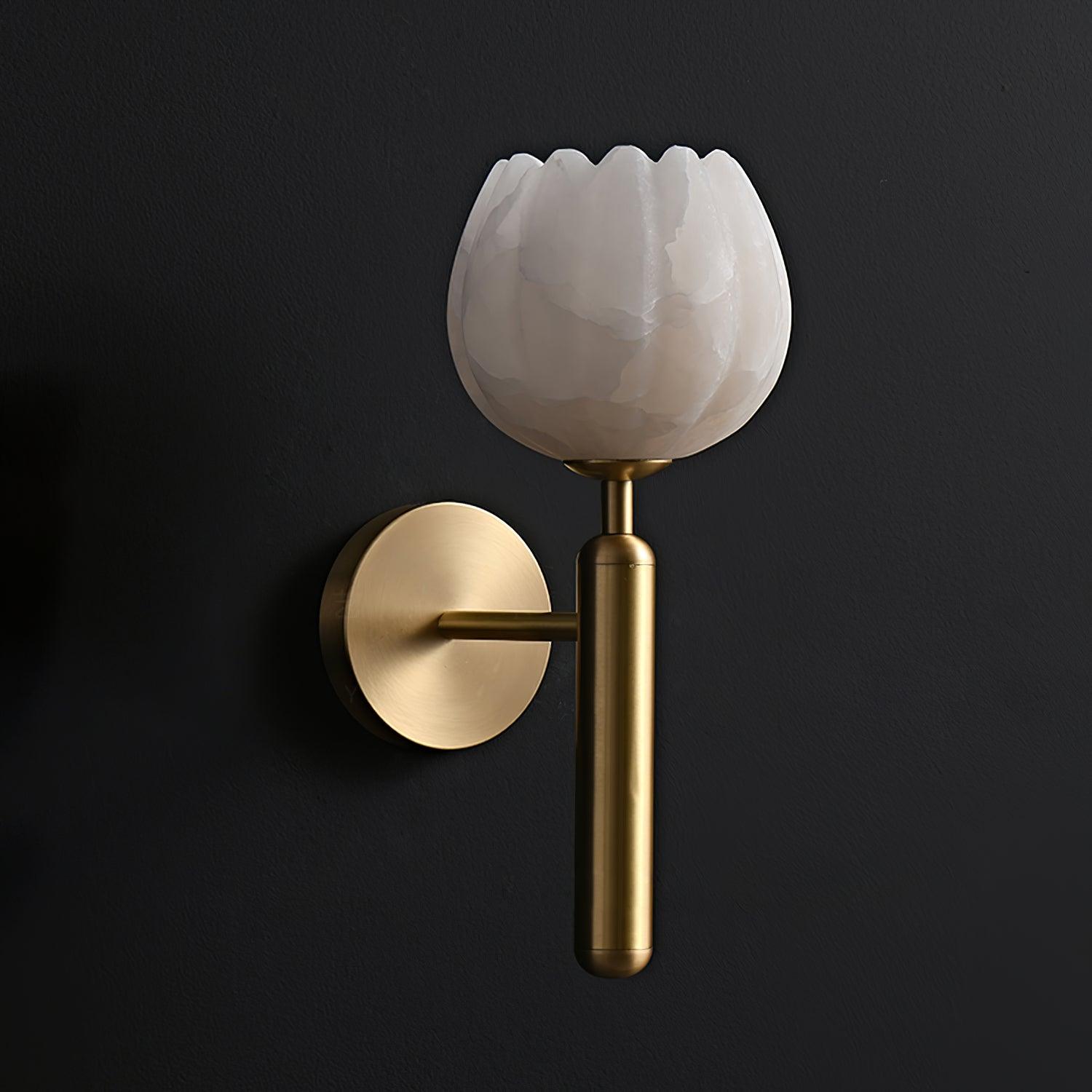 Eurzorion Floral Alabaster Brass Wall Light - Letslighting
