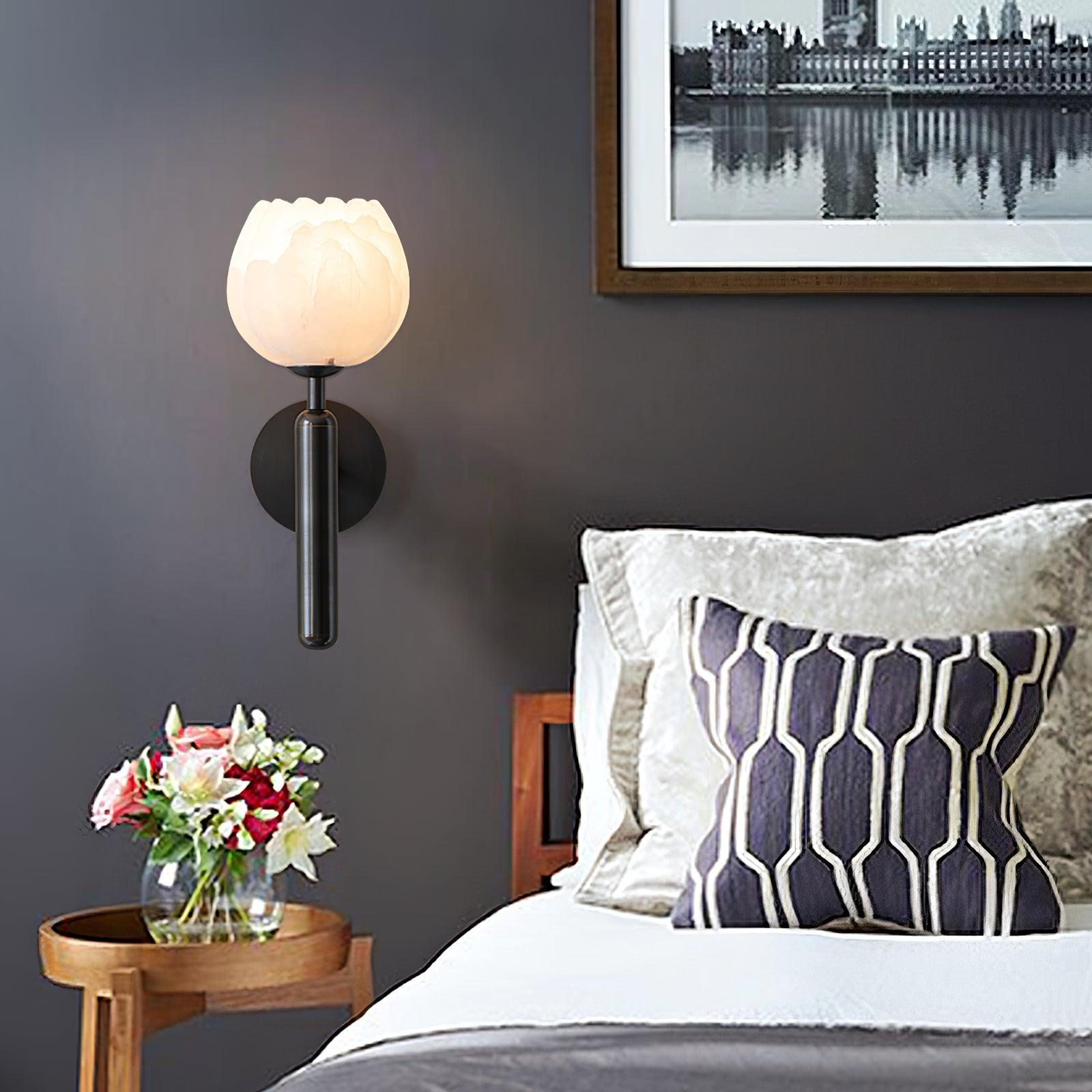 Eurzorion Floral Alabaster Brass Wall Light - Letslighting