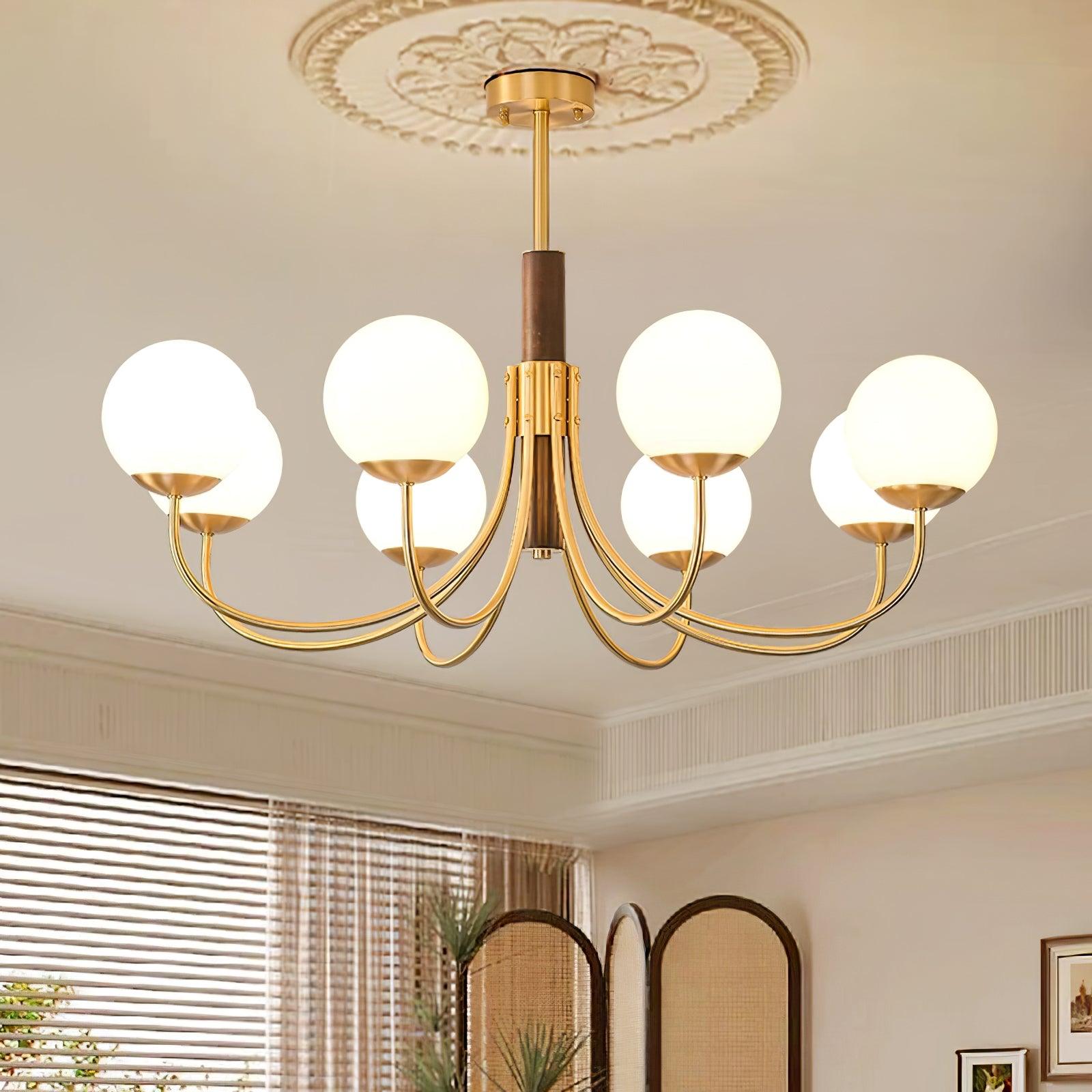 Midas Touch Walnut Sphere Chandelier - Letslighting