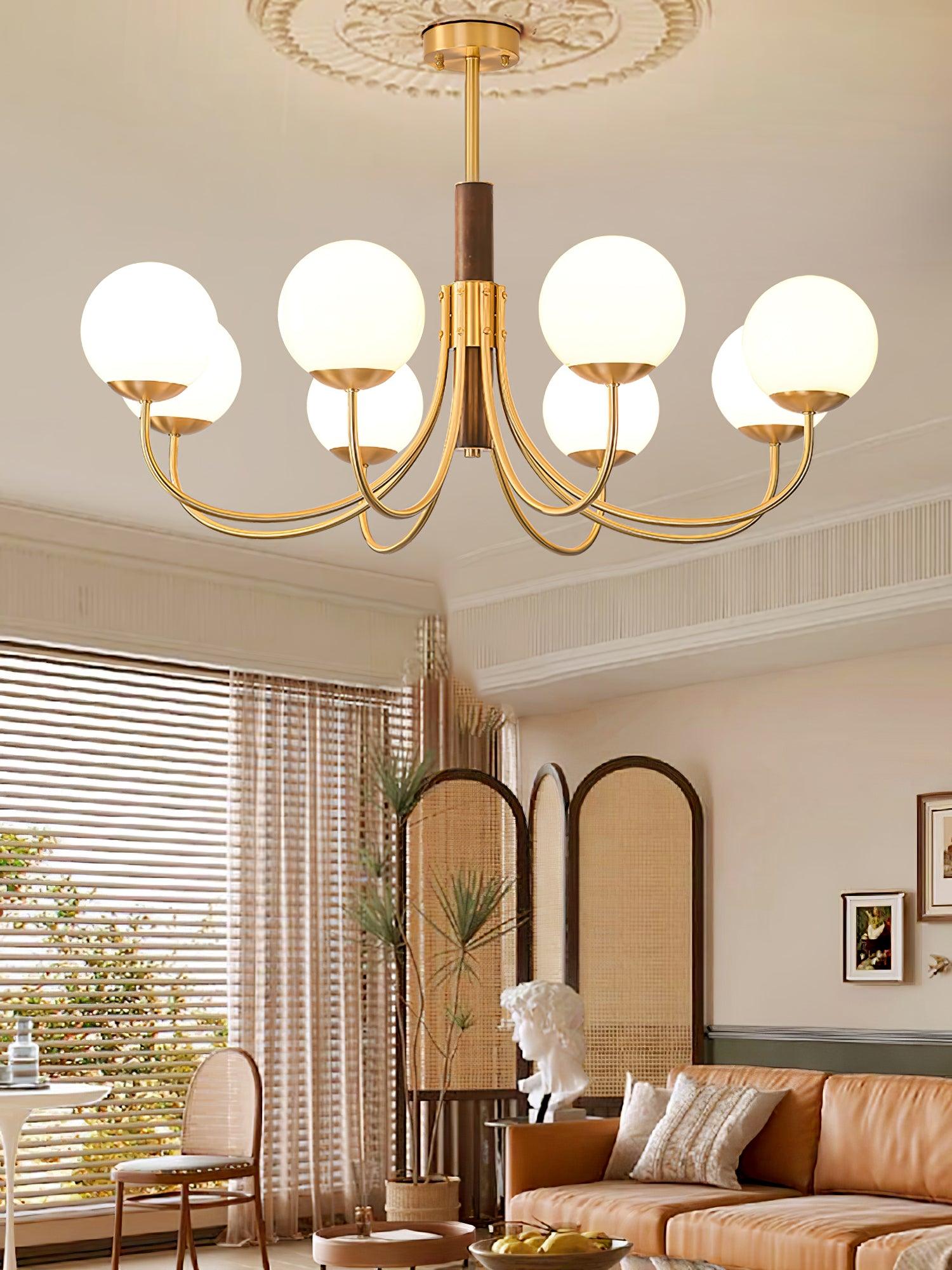 Midas Touch Walnut Sphere Chandelier - Letslighting