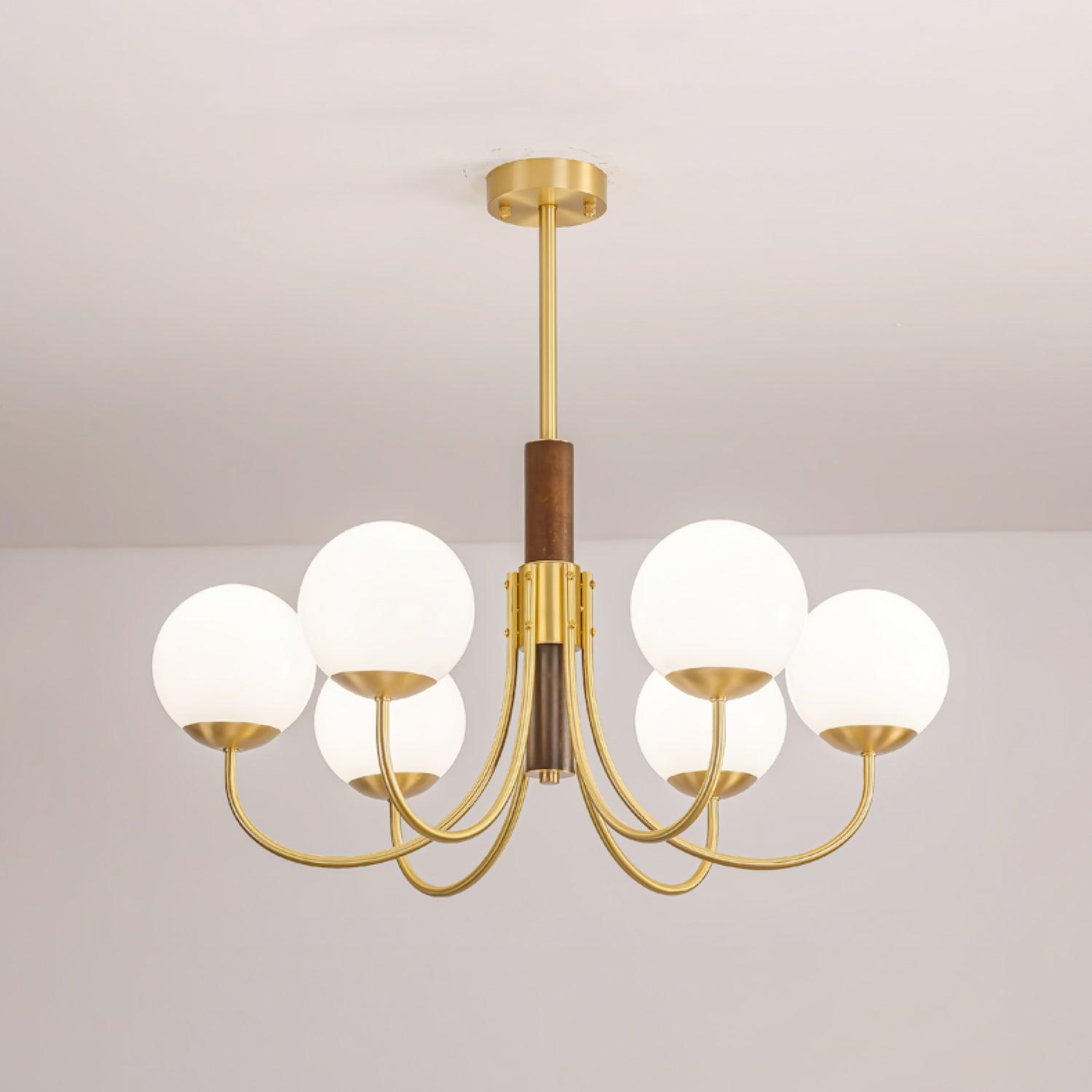 Midas Touch Walnut Sphere Chandelier - Letslighting