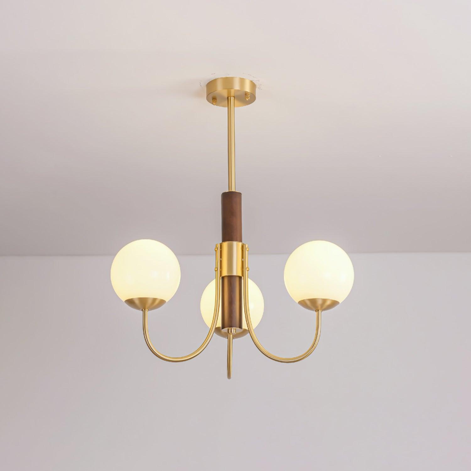 Midas Touch Walnut Sphere Chandelier - Letslighting