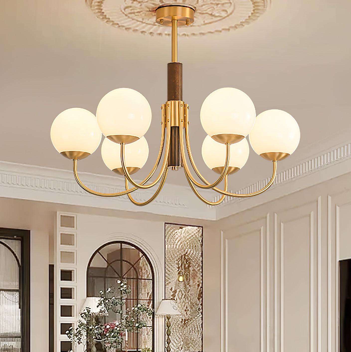 Midas Touch Walnut Sphere Chandelier - Letslighting