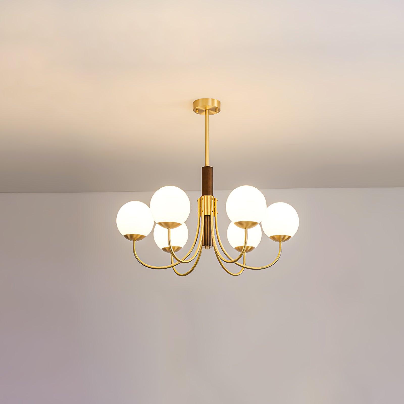 Midas Touch Walnut Sphere Chandelier - Letslighting