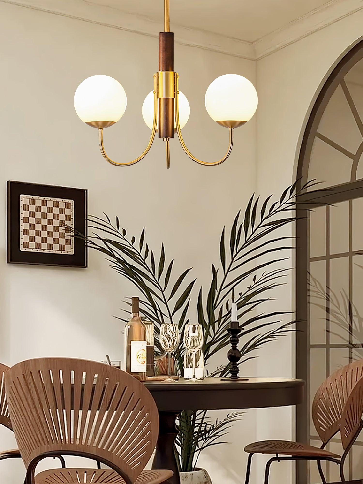 Midas Touch Walnut Sphere Chandelier - Letslighting
