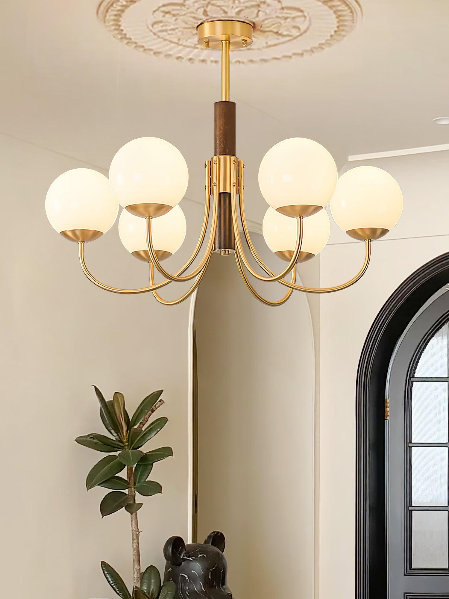 Midas Touch Walnut Sphere Chandelier - Letslighting