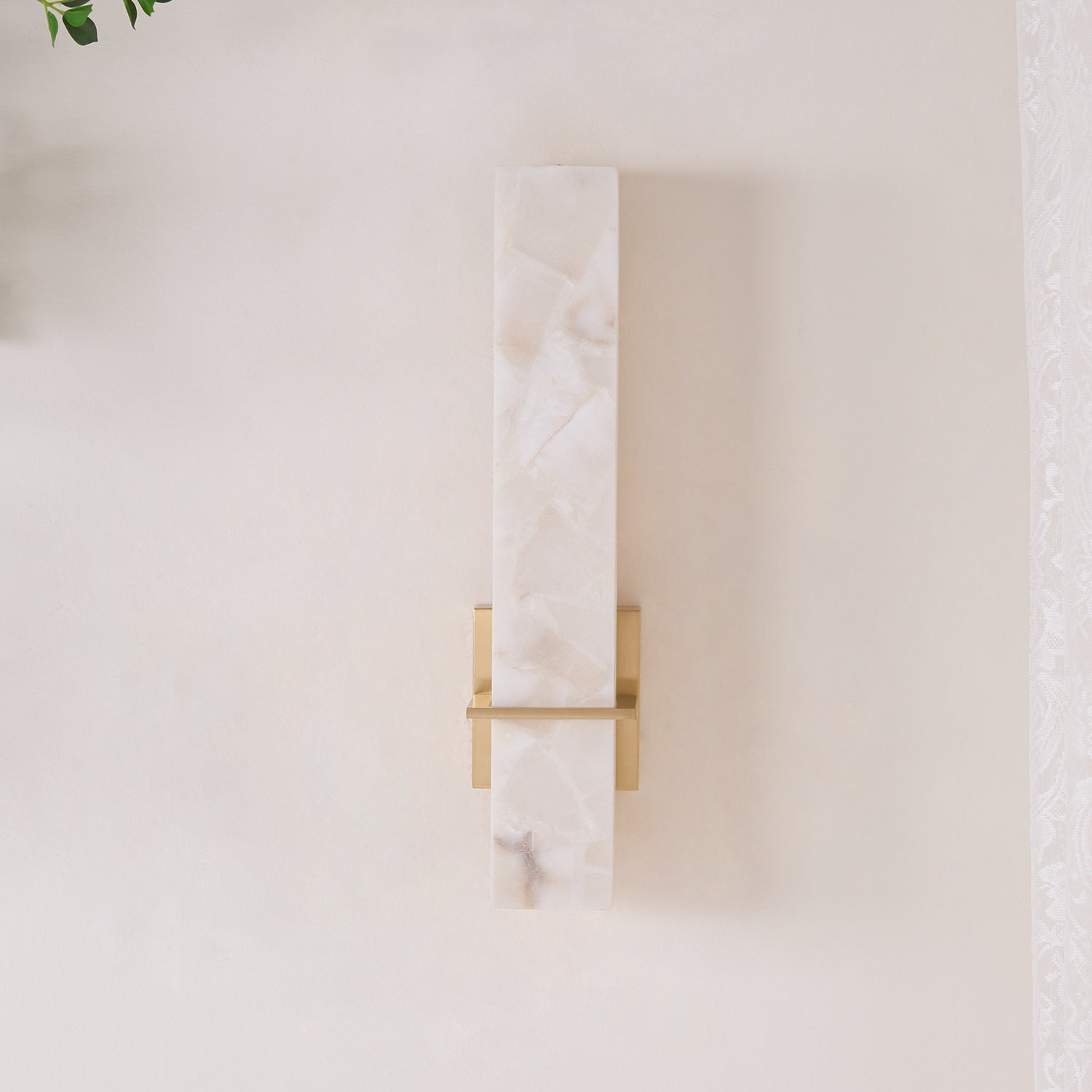 Ritta  Wall Lamp   White Alabaster Brass  Modern Cuboid