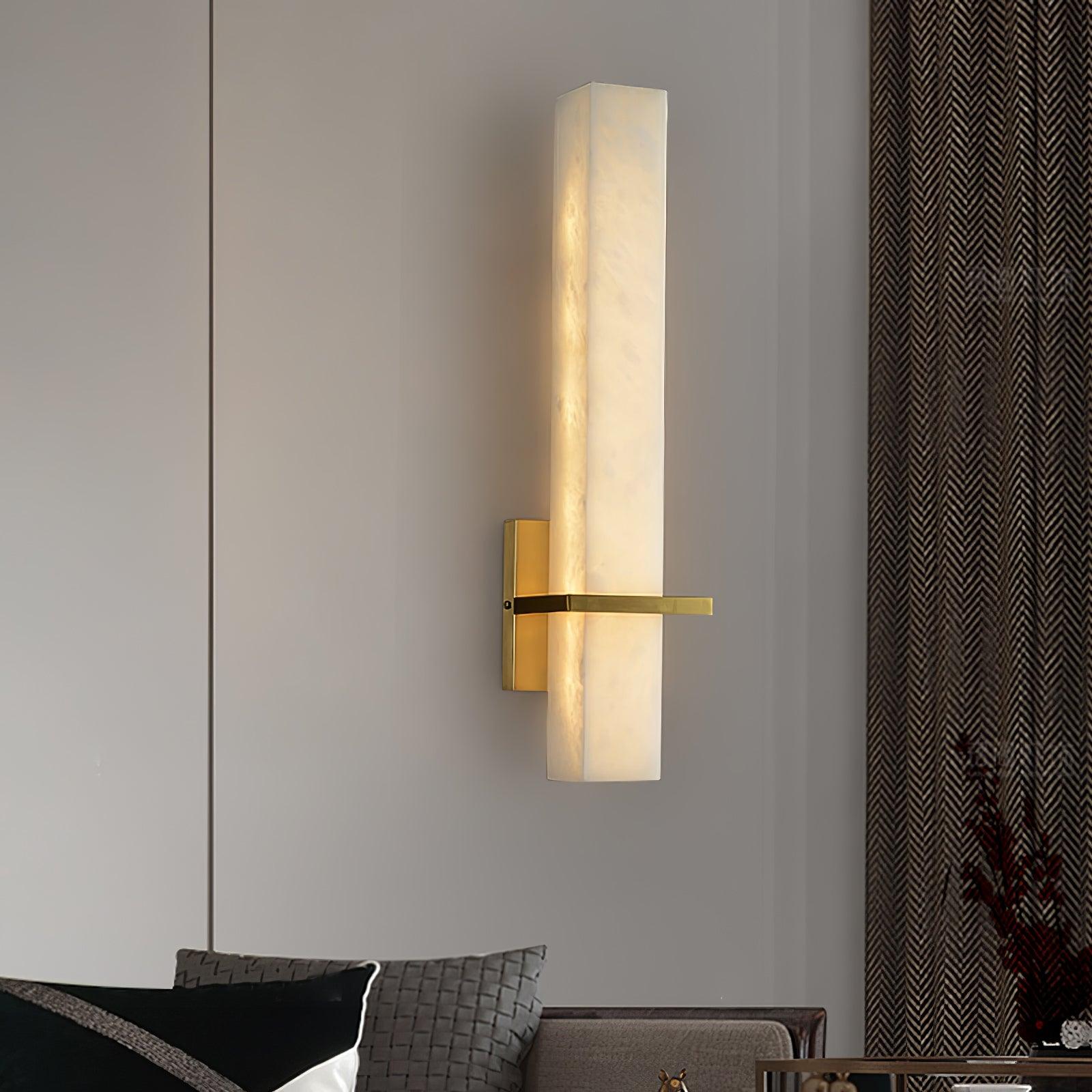 Ritta  Wall Lamp   White Alabaster Brass  Modern Cuboid