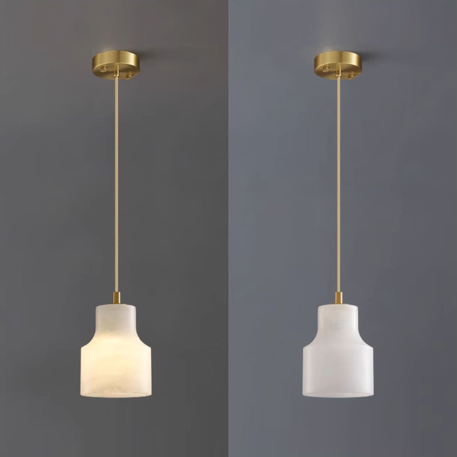 Ritta Alabaster Pendant Light Brass Luxurious