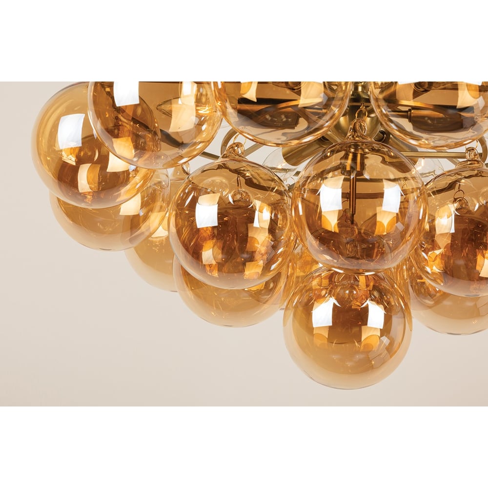 Aurora Chandelier Clear Glass Globe Aged Brass Elegant - Letslighting