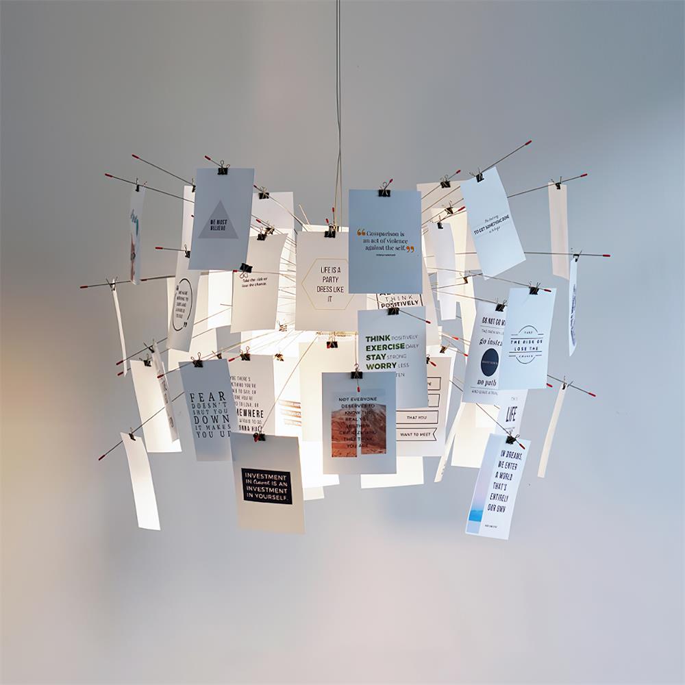 Chandelier Paper and Metal Colorful White Cards Whimsical Modern - Letslighting
