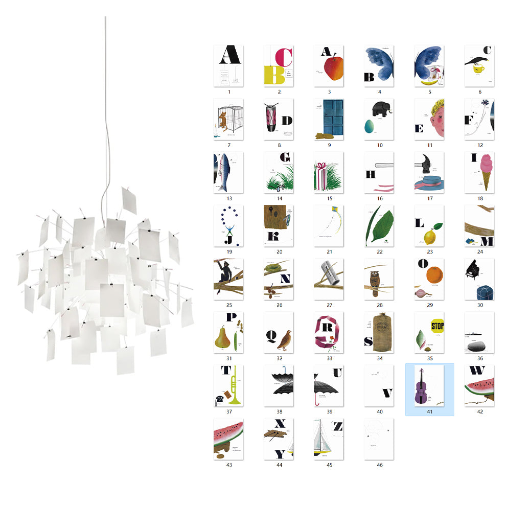 Chandelier Paper and Metal Colorful White Cards Whimsical Modern - Letslighting