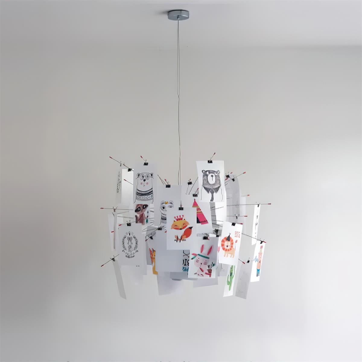 Chandelier Paper and Metal Colorful White Cards Whimsical Modern - Letslighting