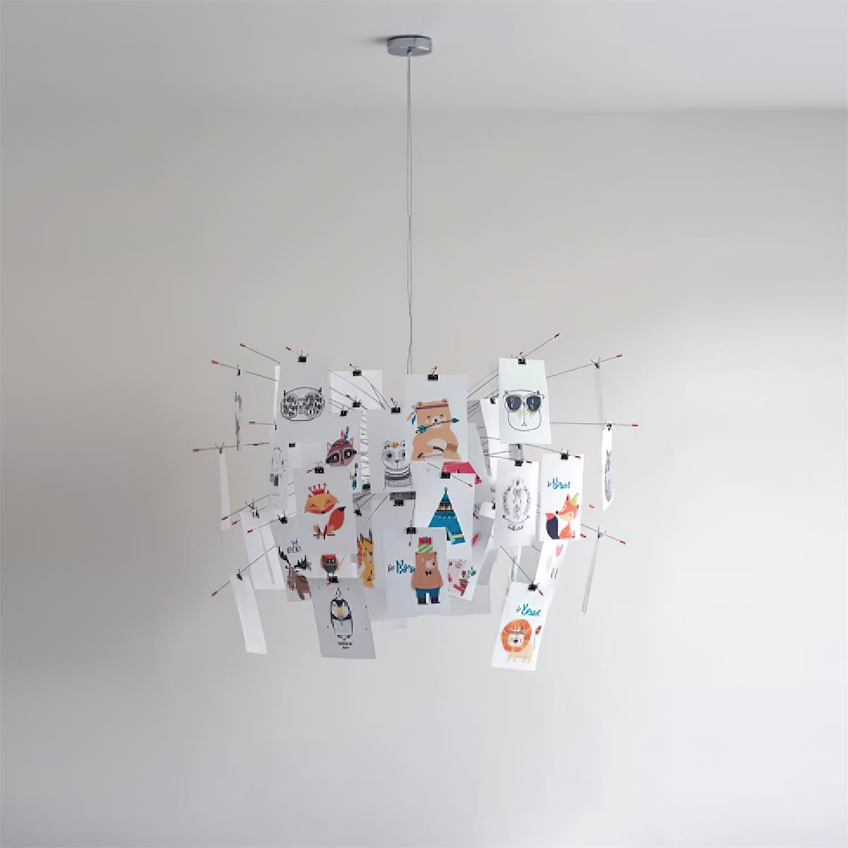 Chandelier Paper and Metal Colorful White Cards Whimsical Modern - Letslighting