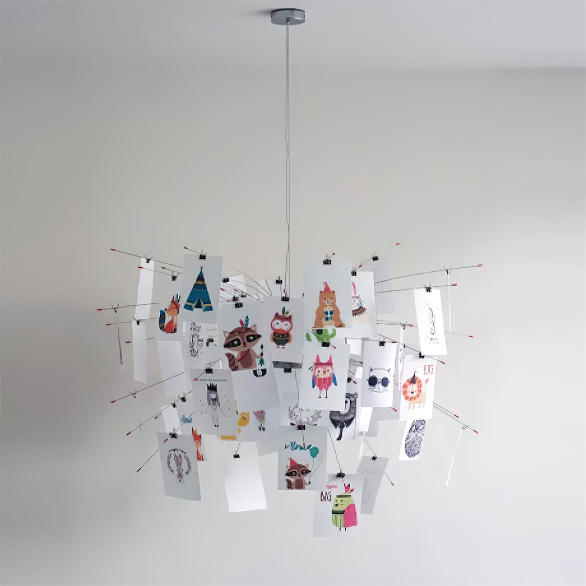 Chandelier Paper and Metal Colorful White Cards Whimsical Modern - Letslighting
