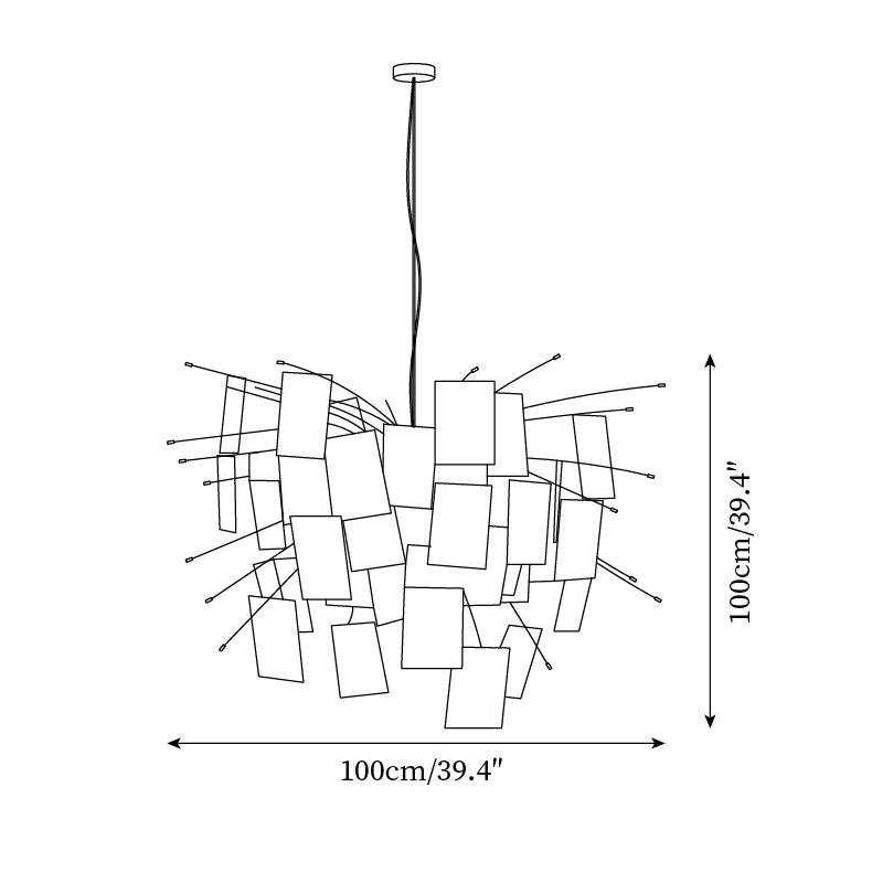 Chandelier Paper and Metal Colorful White Cards Whimsical Modern - Letslighting
