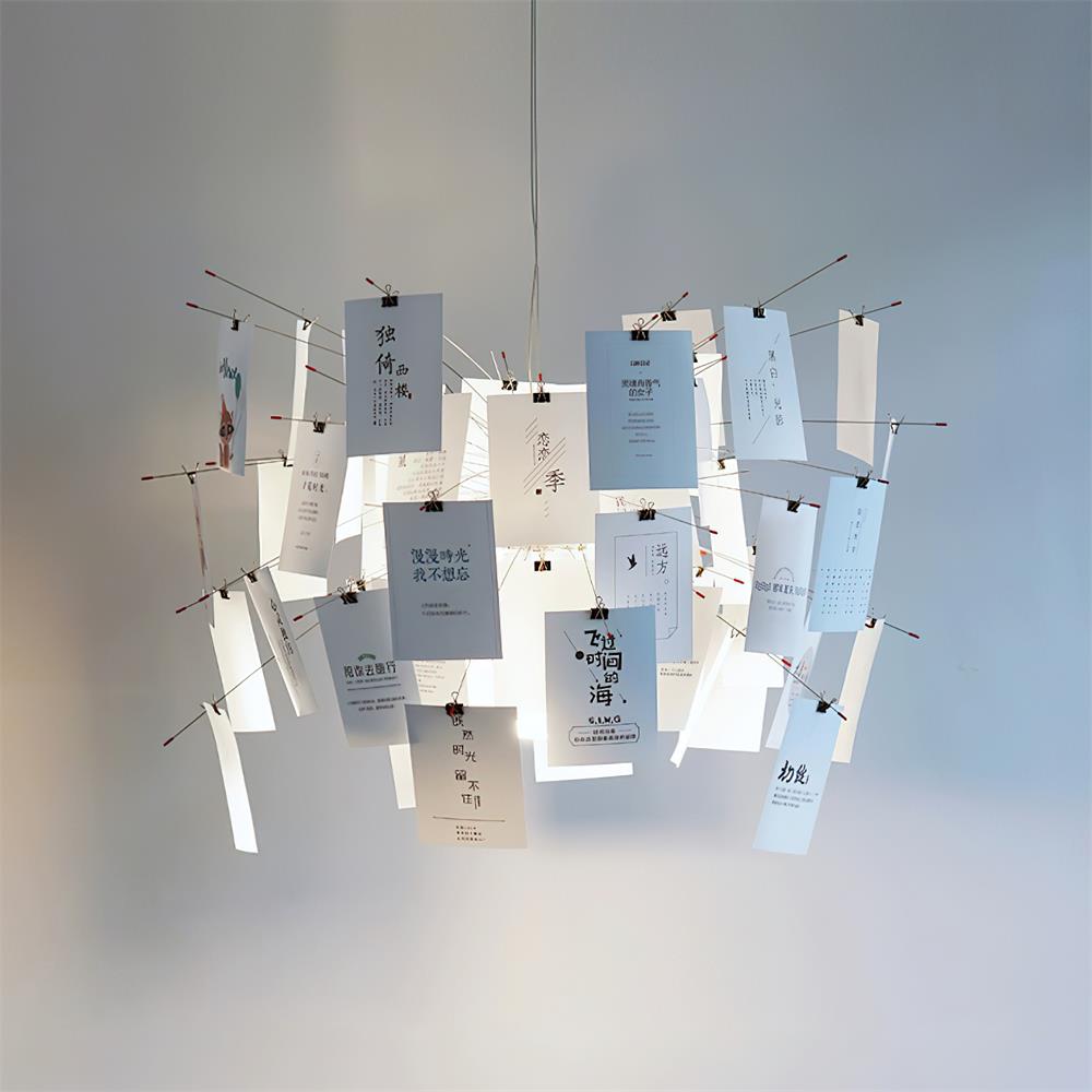 Chandelier Paper and Metal Colorful White Cards Whimsical Modern - Letslighting