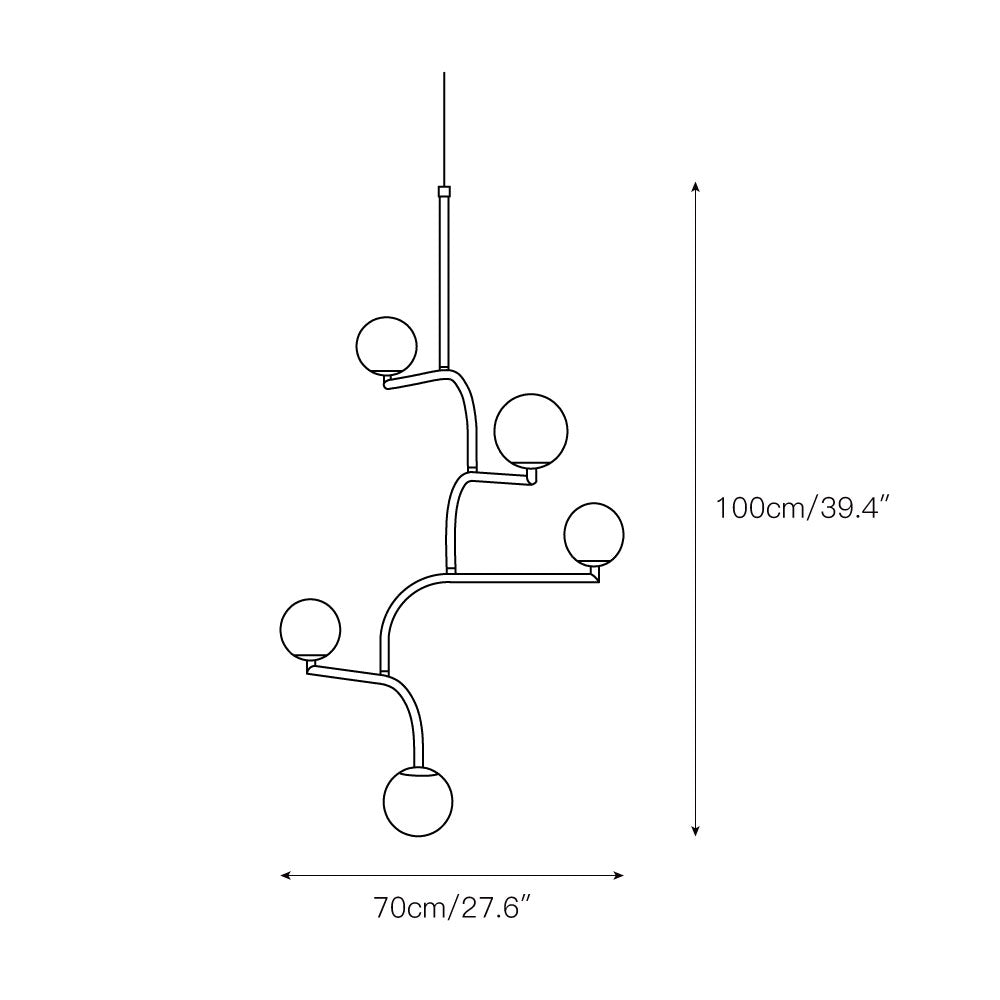 Zelireth Modern Minimalist Brass Glass Chandelier - Lamp Copper