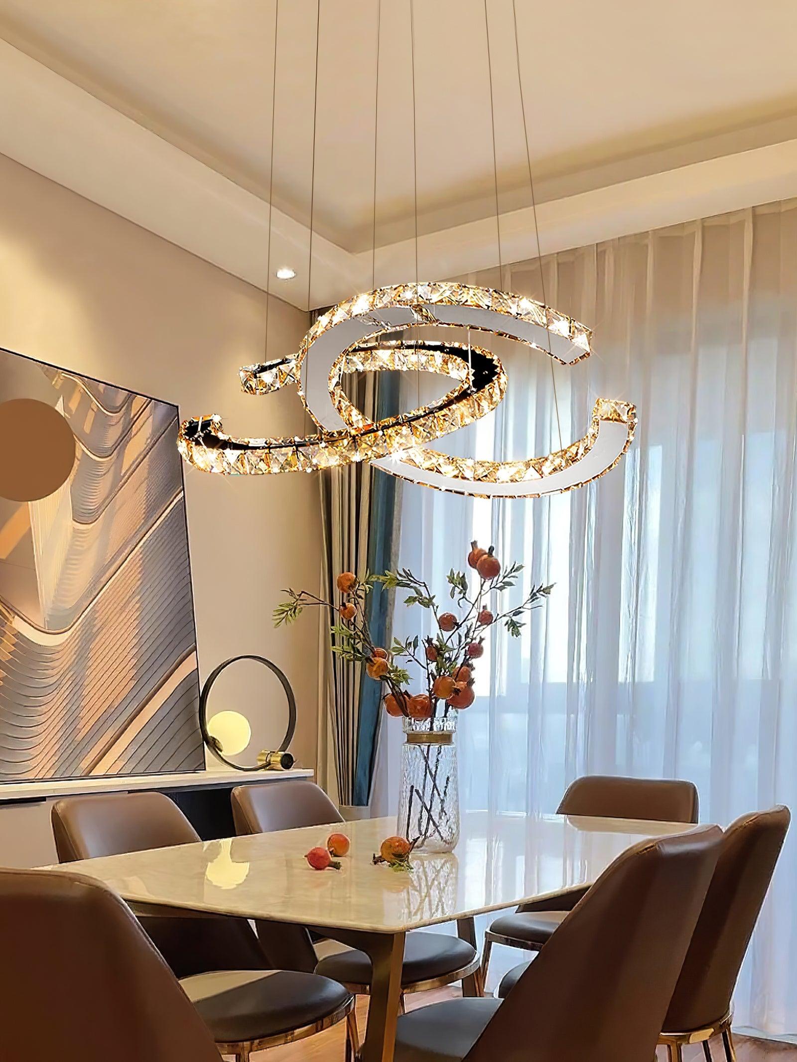 Modern Crystal Double C Chandelier - Letslighting