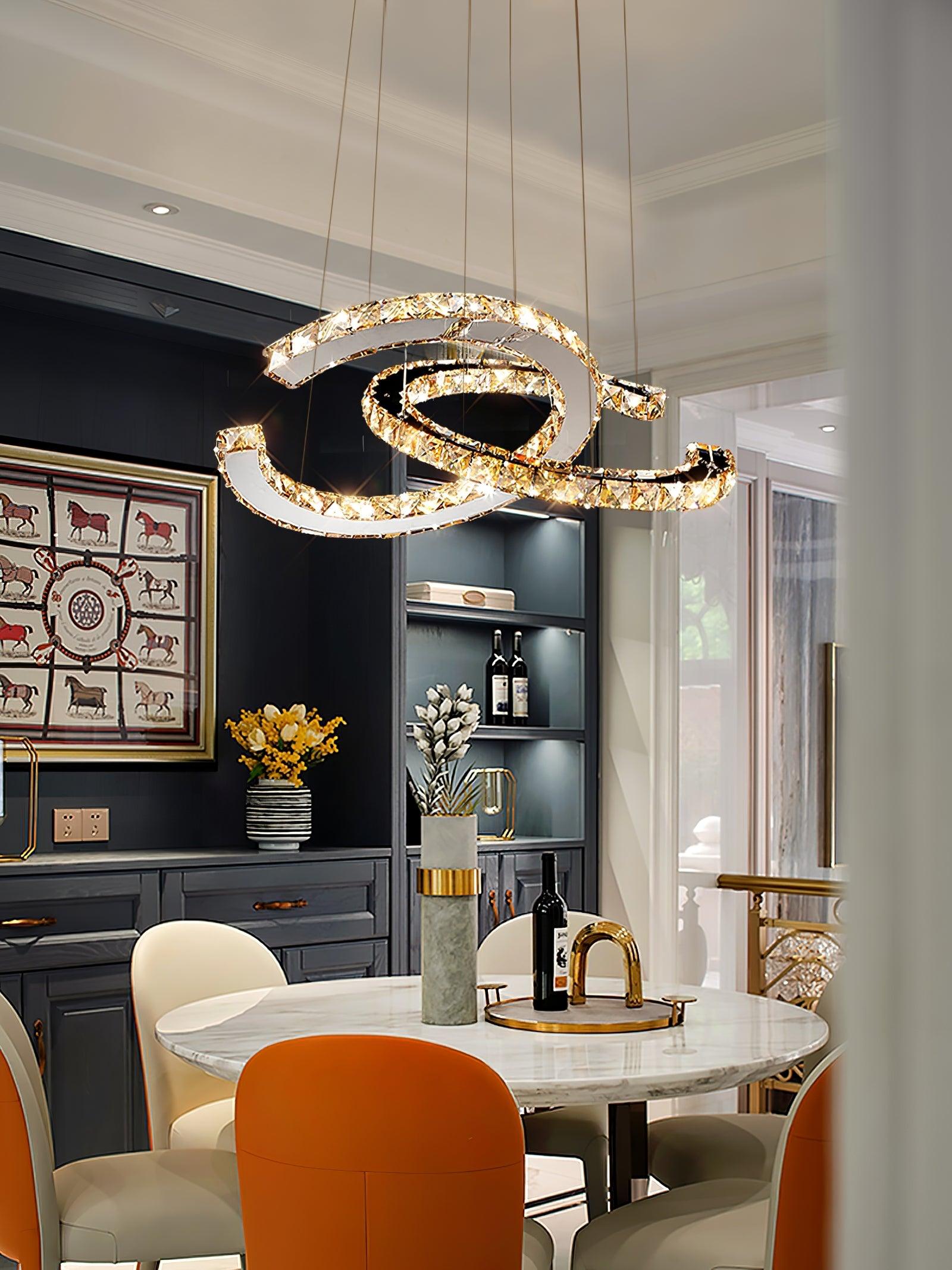 Modern Crystal Double C Chandelier - Letslighting