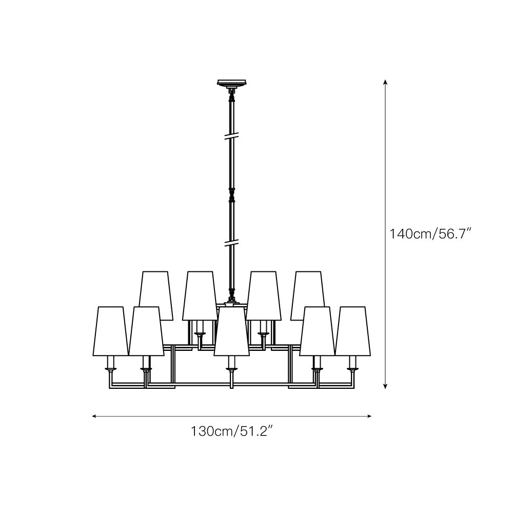 Modica Premium Elegance Brass Fabric Chandelier - Lamp Copper