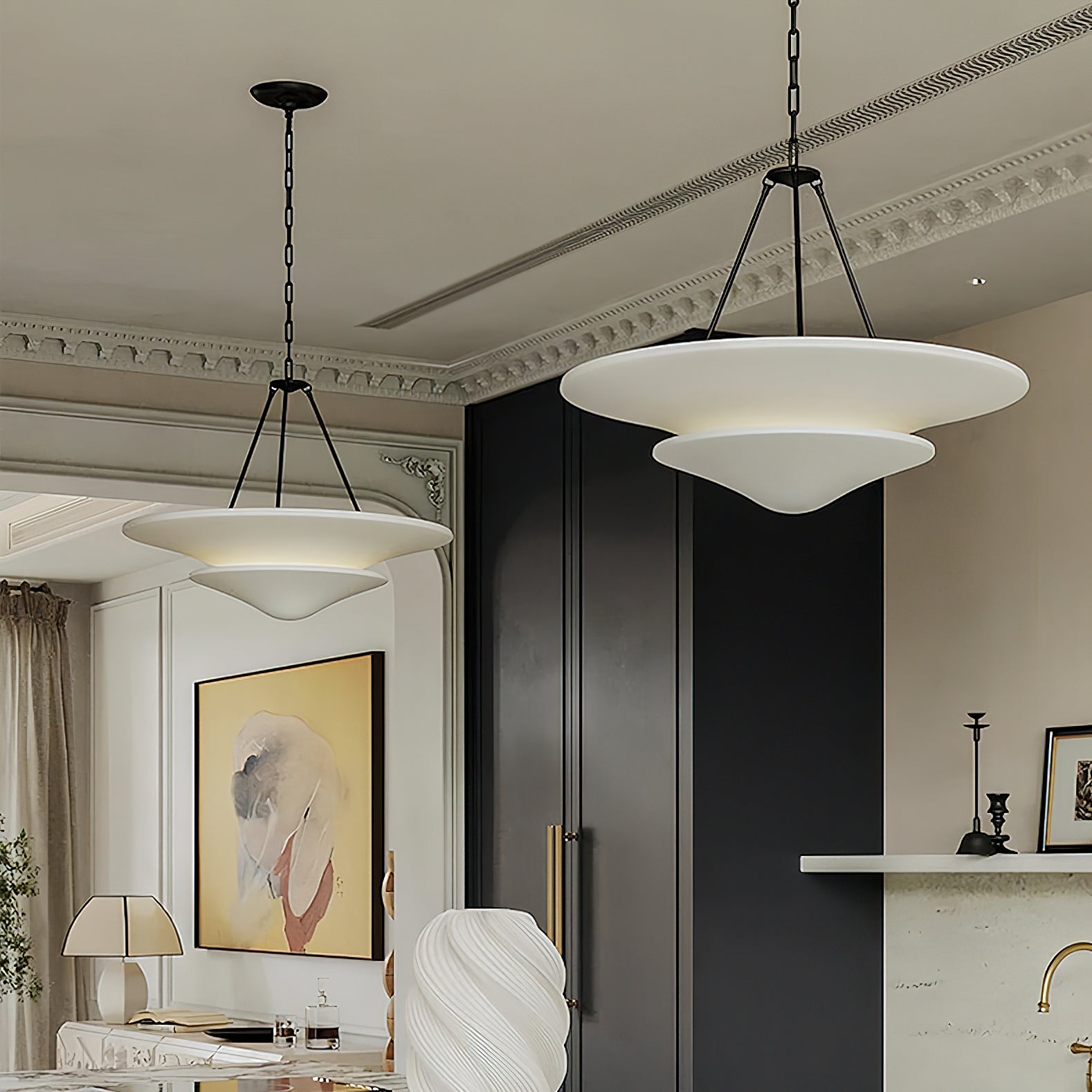 Avinisra Modern Minimalist Brass Metal Chandelier - Lamp Copper