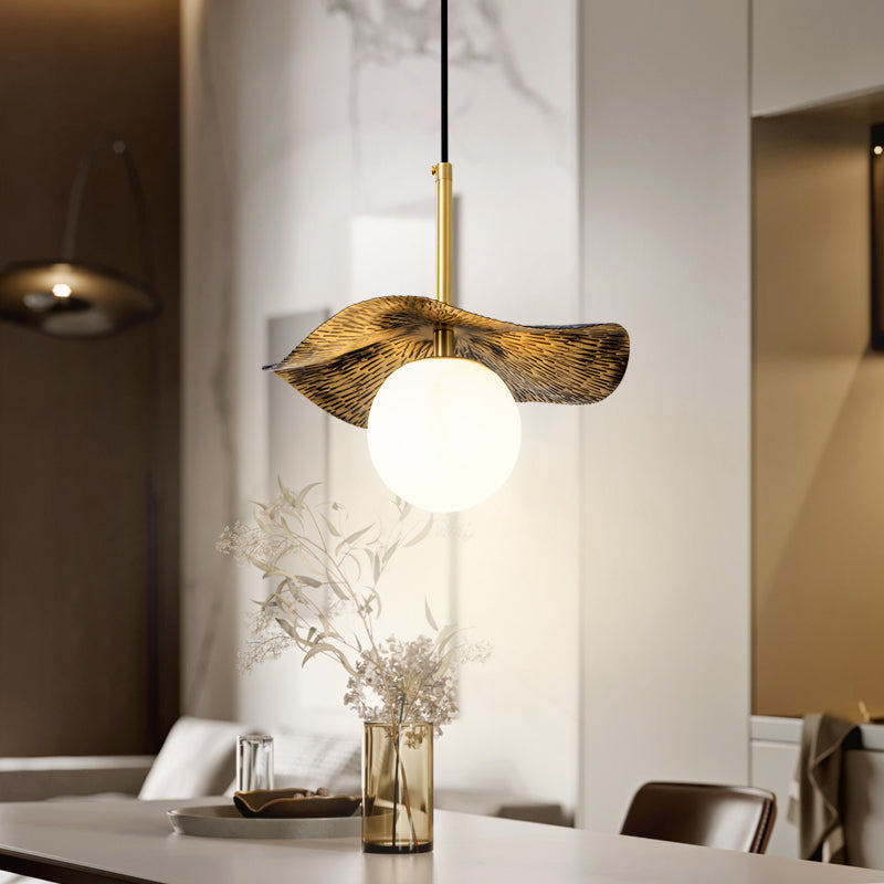 Zaraeen Modern Minimalist Brass Alabaster Pendant Light - Lamp Copper