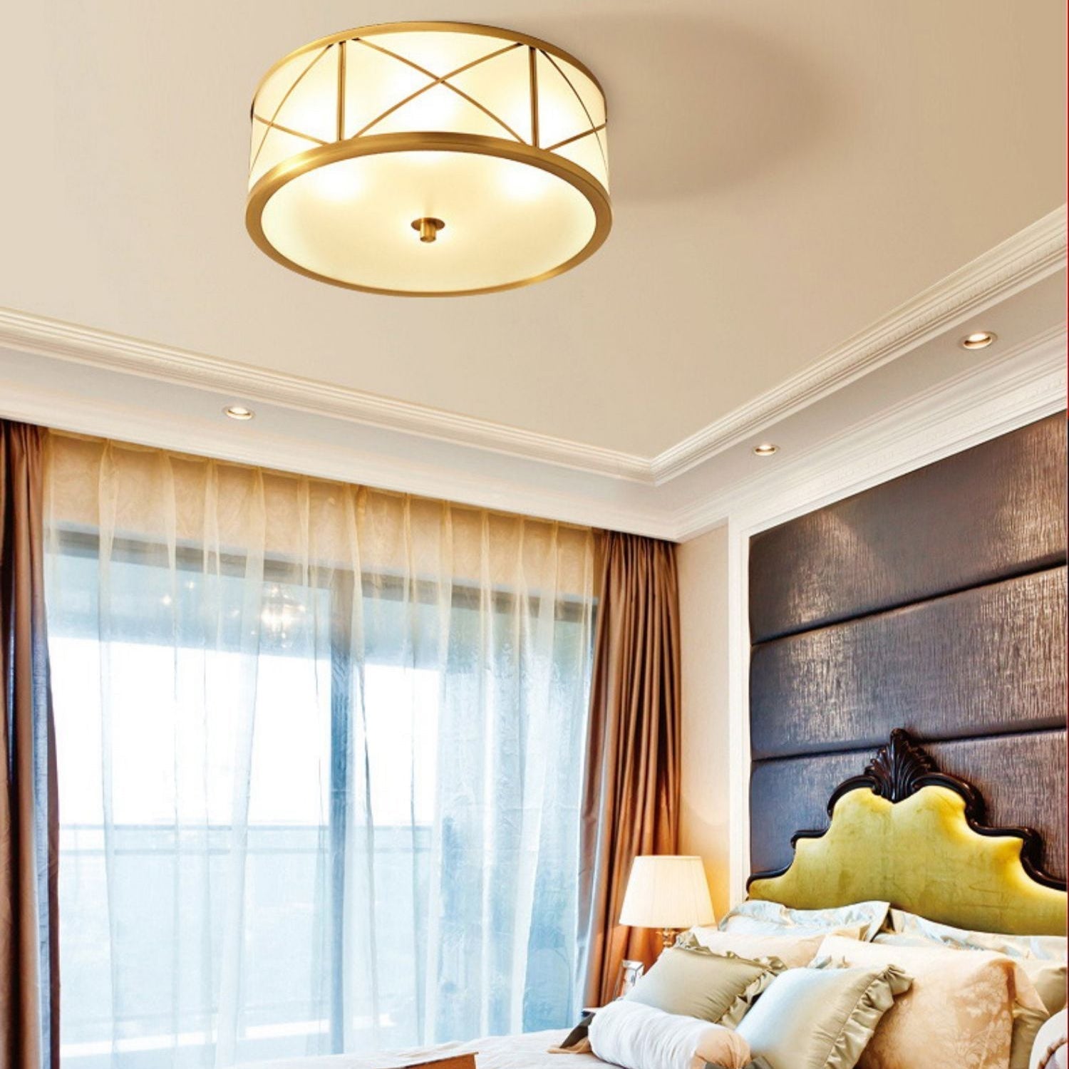 Vovene Modern Minimalist Brass Glass Ceiling Light - Lamp Copper